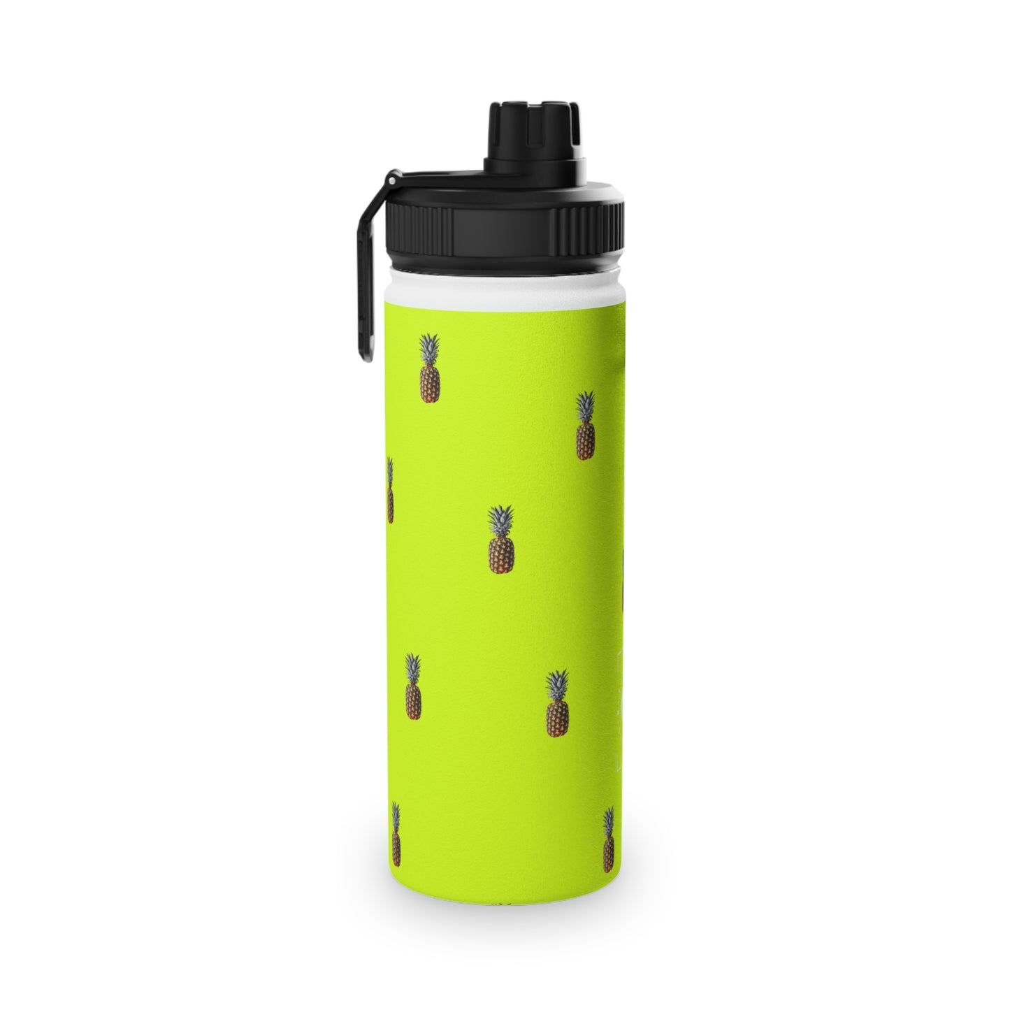 #D7FF11 Sharp Yellow + Pineapple - Sports Water Bottle