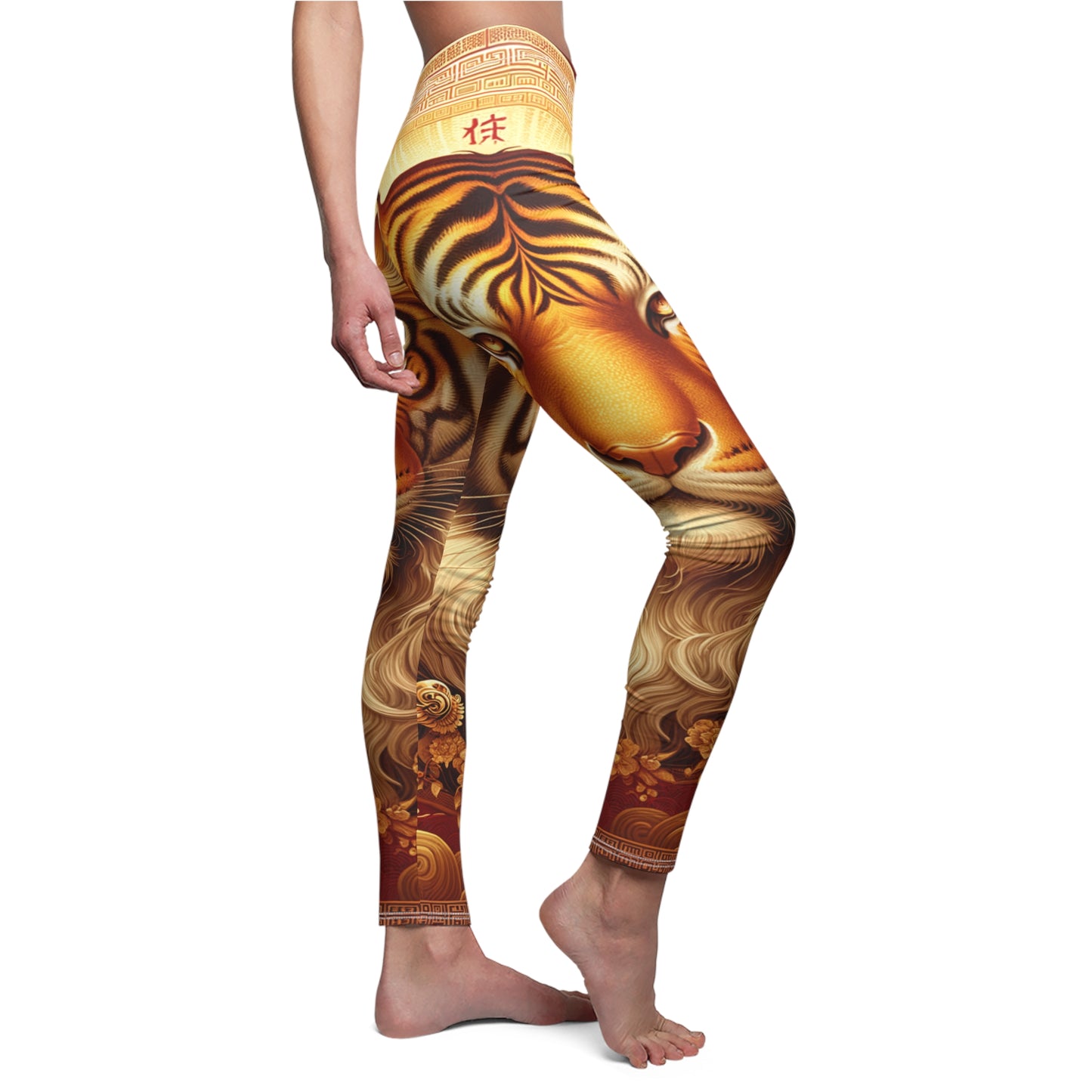 "Golden Majesty: Ascension of the Lunar Tiger" - Casual Leggings