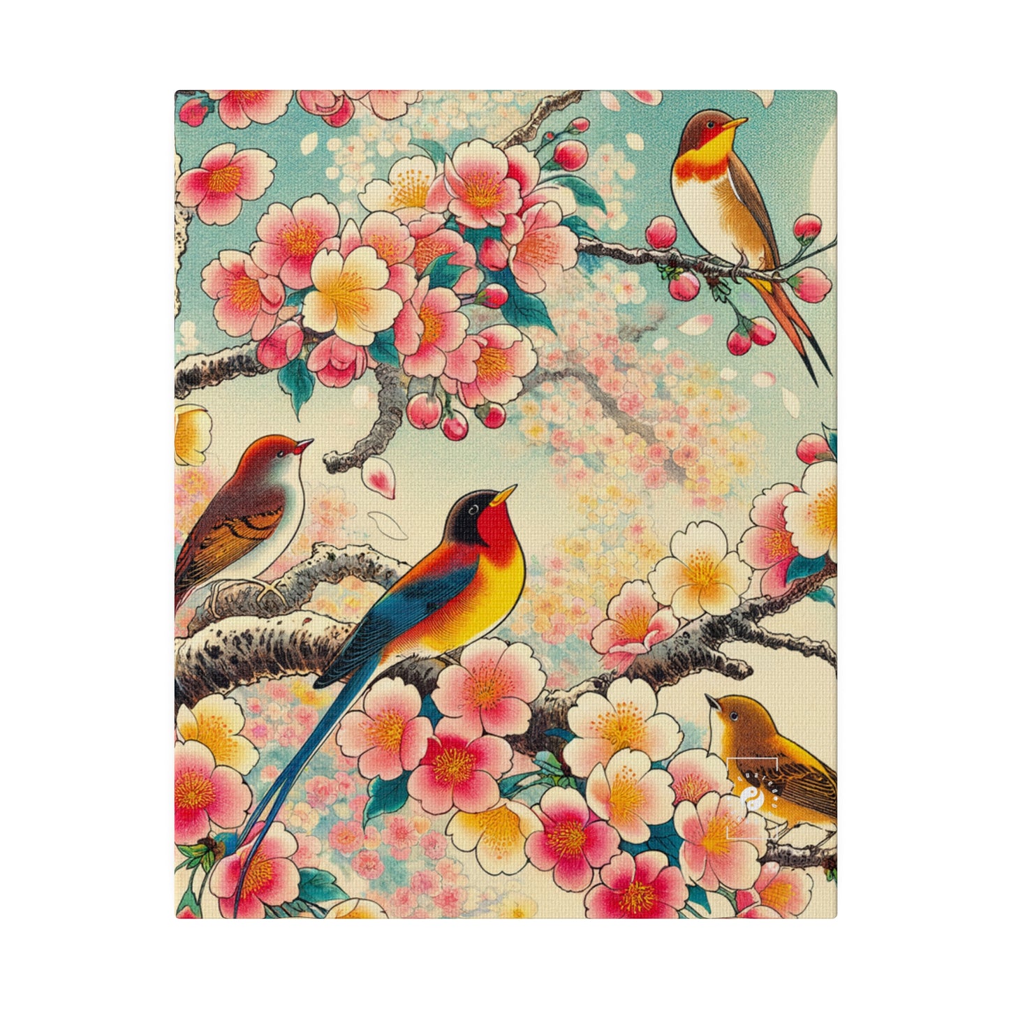 "Verdant Whispers: Sakura Chirping" - Art Print Canvas