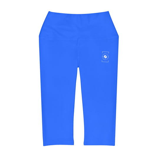 #2C75FF Electric Blue - High Waisted Capri Leggings