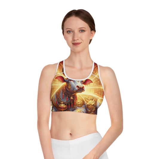 "Golden Euphoria: A Dance of the Divine Bovine" - High Performance Sports Bra