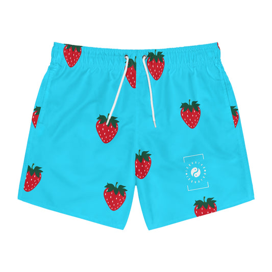 #22DEFF Light Blue + Strawberry - Swim Trunks for Men