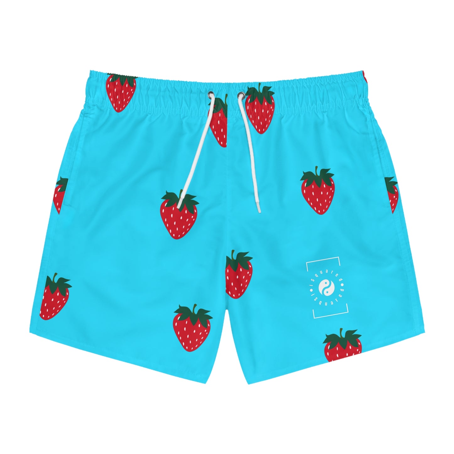 #22DEFF Light Blue + Strawberry - Swim Trunks for Men