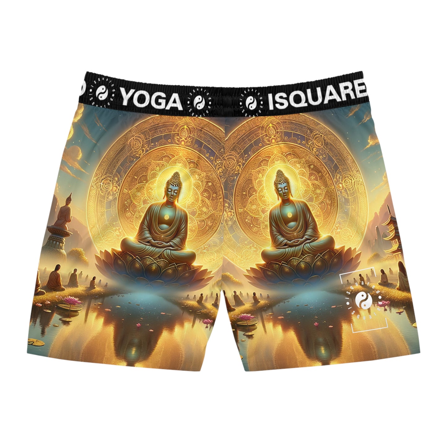 "Serenity in Transience: Illuminations of the Heart Sutra" - Swim Shorts (Mid-Length) for Men