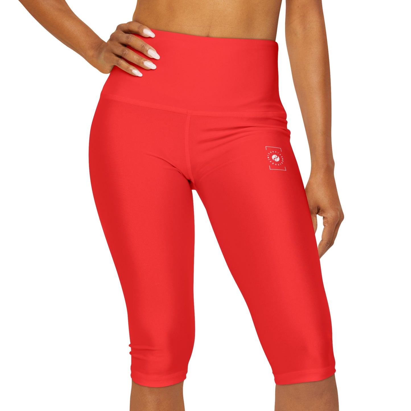 Bright Red FF3131 - High Waisted Capri Leggings