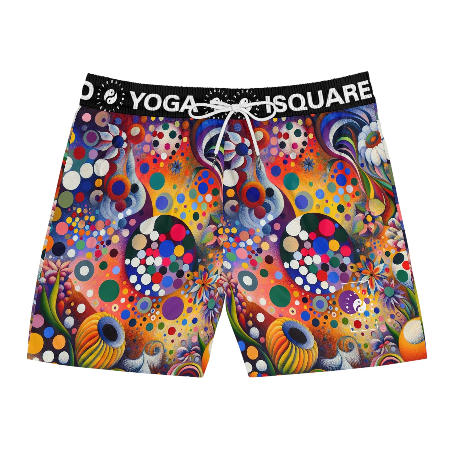 "Polka Petals in Yogic Surrealism: An Artistic Salute to Kusama and Kahlo" - Swim Shorts (Mid-Length) for Men