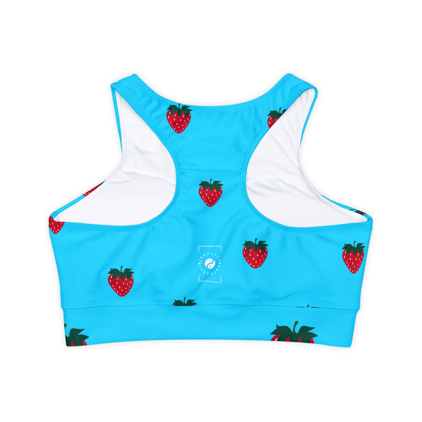 #22DEFF Light Blue + Strawberry - Lined & Padded Sports Bra