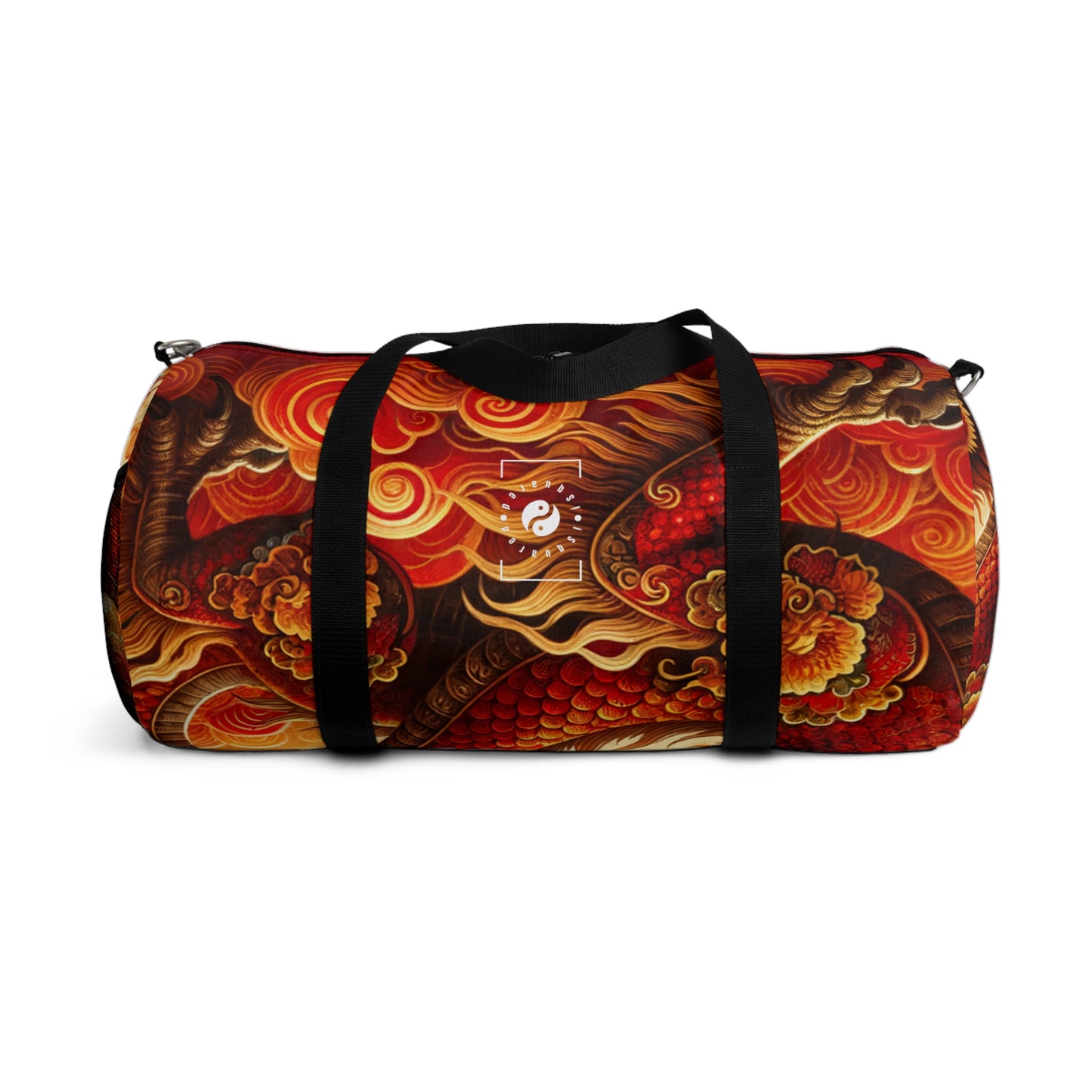 "Golden Dragon Dance in the Crimson Twilight" - Duffle Bag