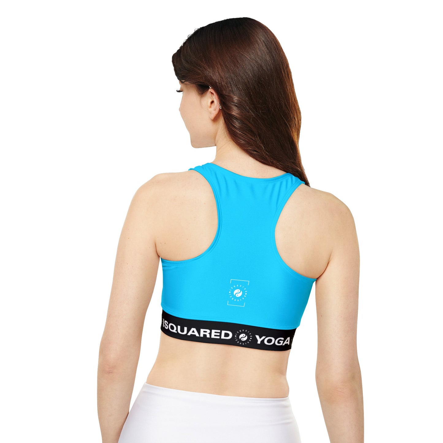 #04D9FF  Neon Blue - Lined & Padded Sports Bra