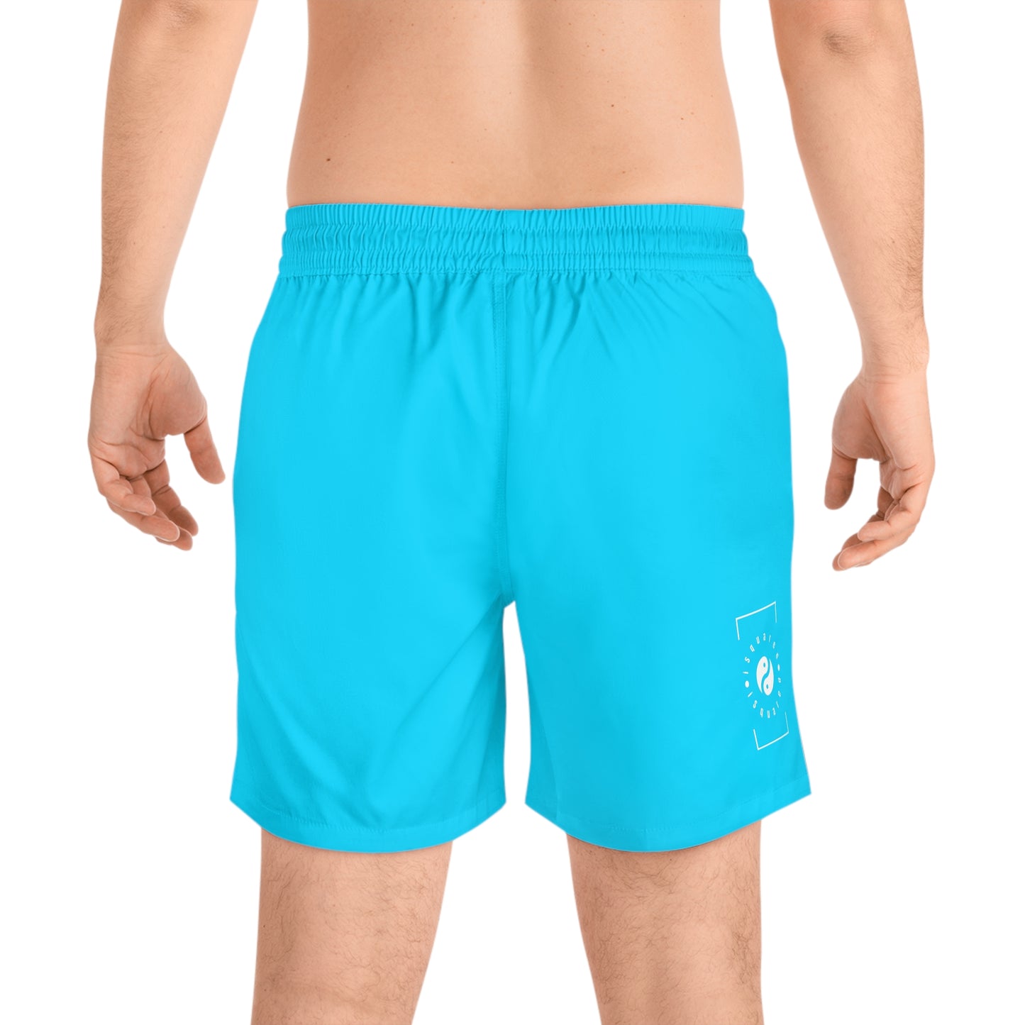 #04D9FF Neon Blue - Short de bain (couleur unie) pour homme