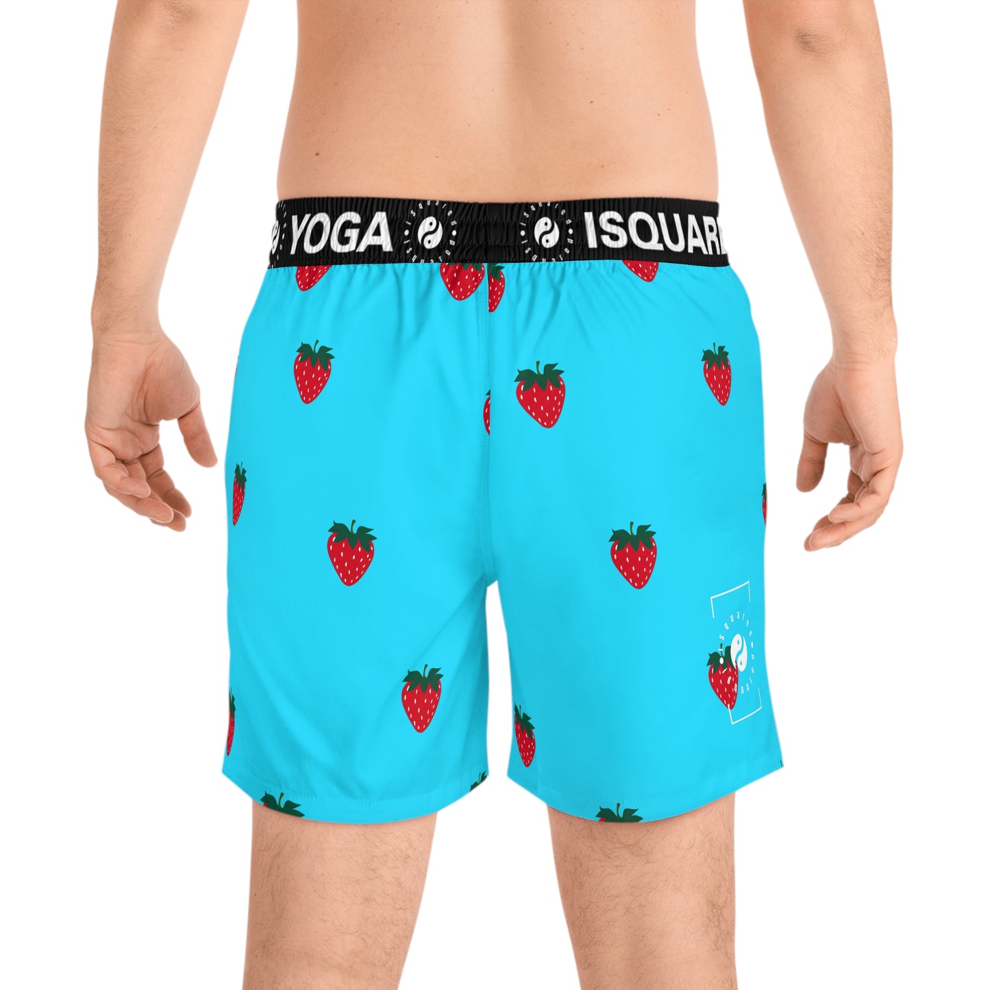 #22DEFF Light Blue + Strawberry - Swim Shorts (Mid-Length) for Men