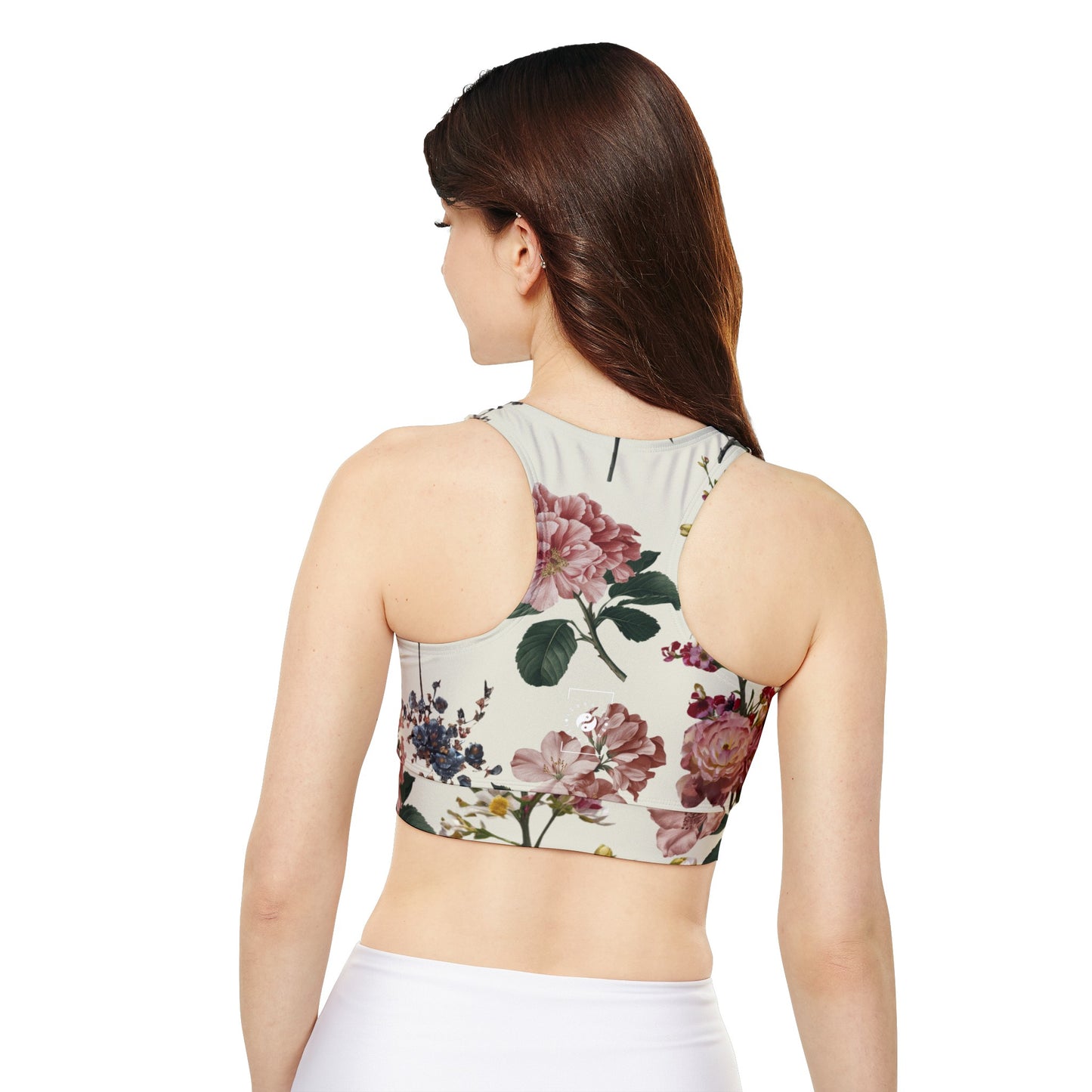 Botanicals on Beige - Lined & Padded Sports Bra