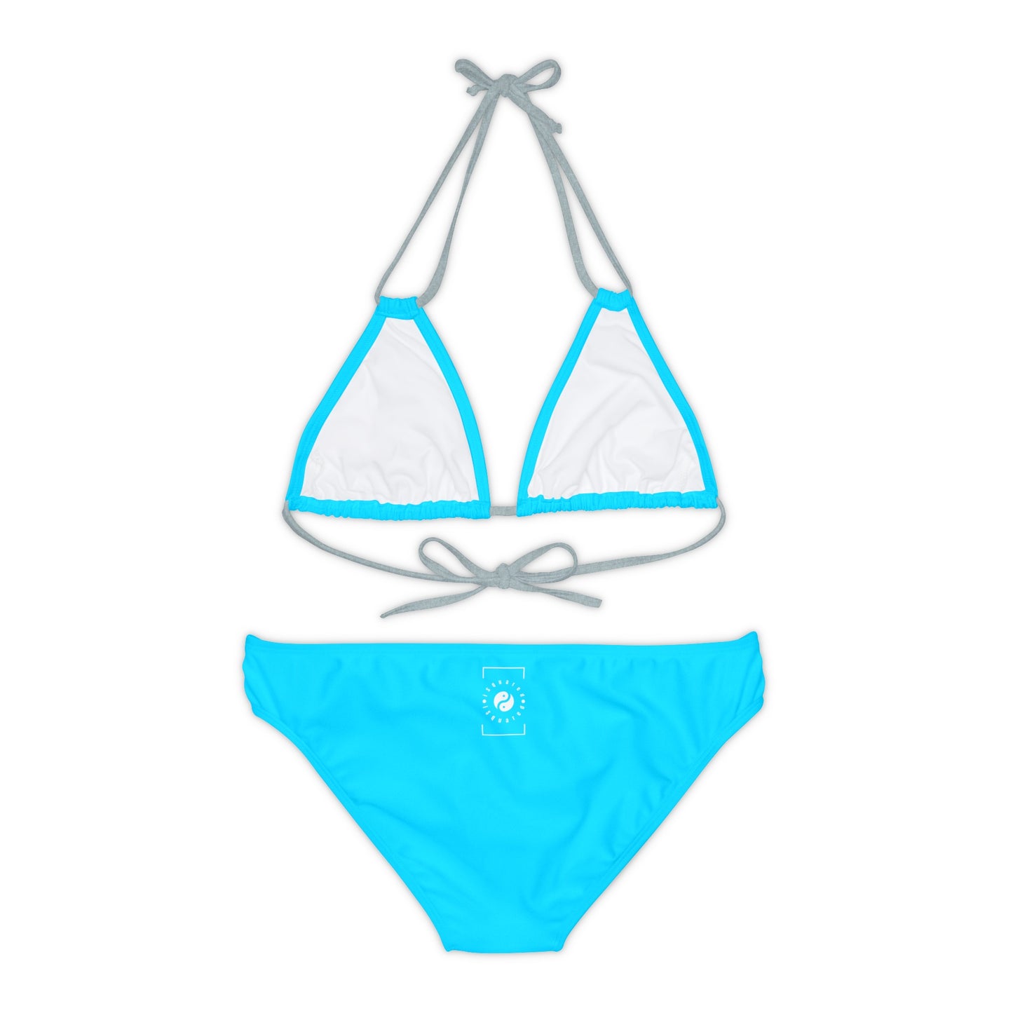 #04D9FF  Neon Blue - Lace-up Bikini Set