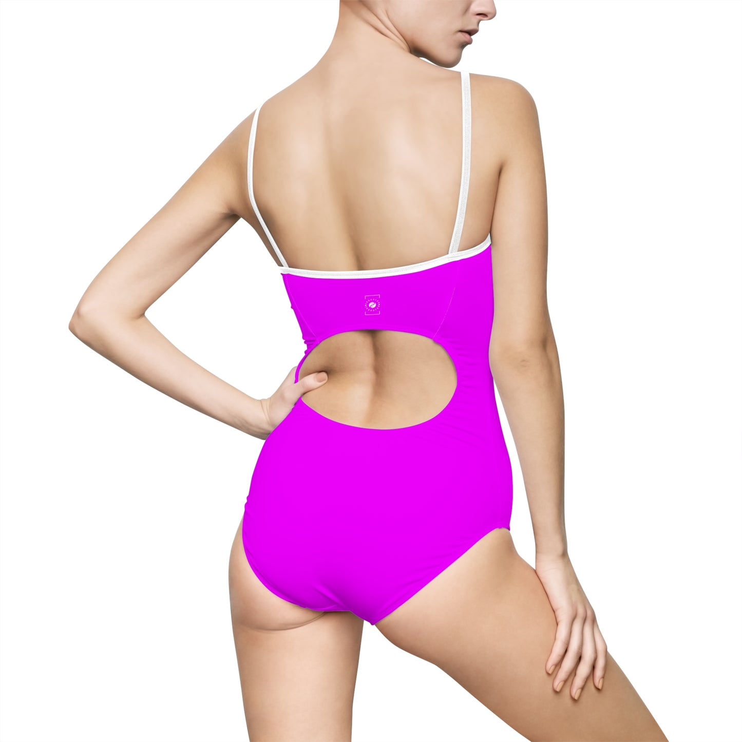 #f000ff Neon Purple - Openback Swimsuit