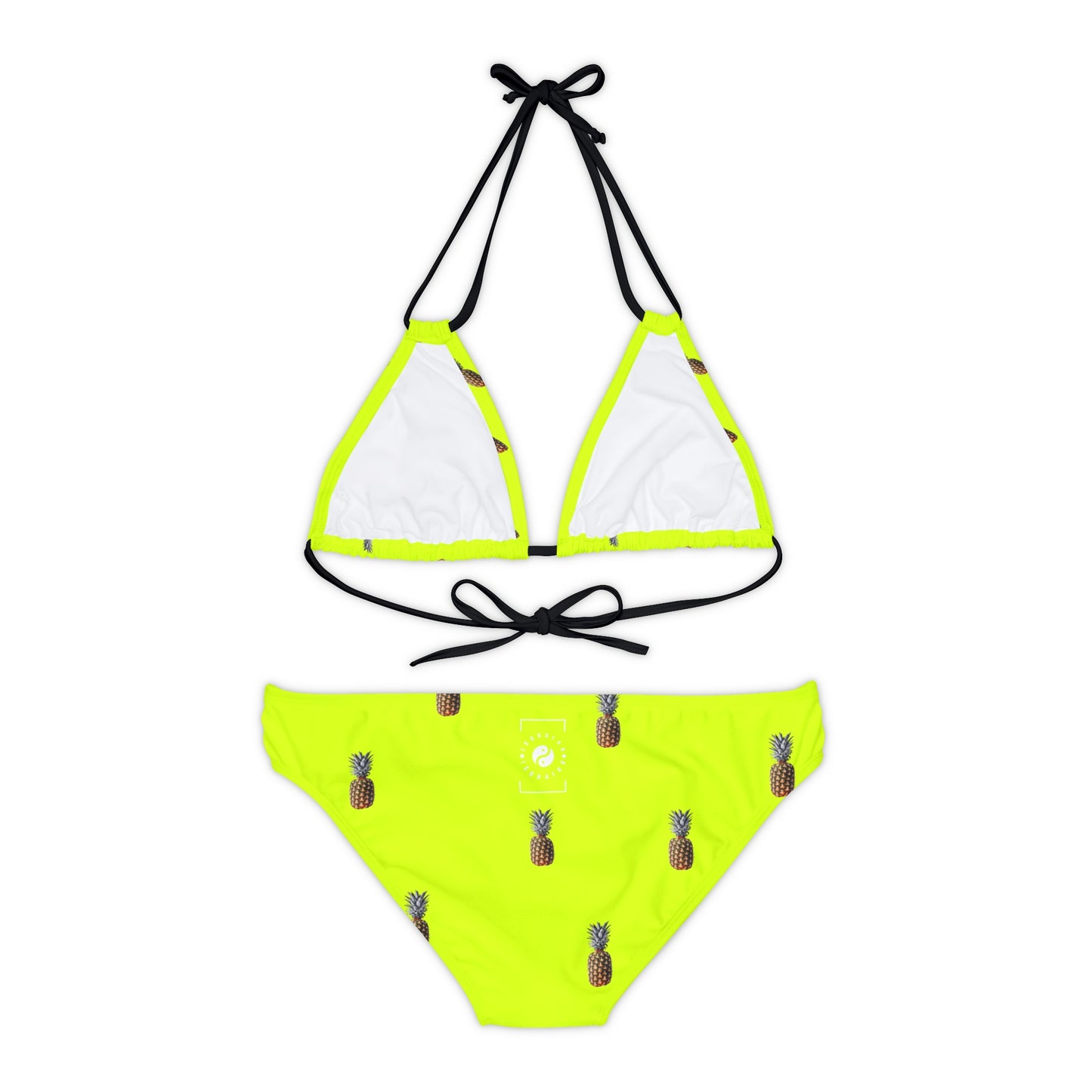 #D7FF11 Sharp Yellow + Pineapple - Ensemble bikini à lacets