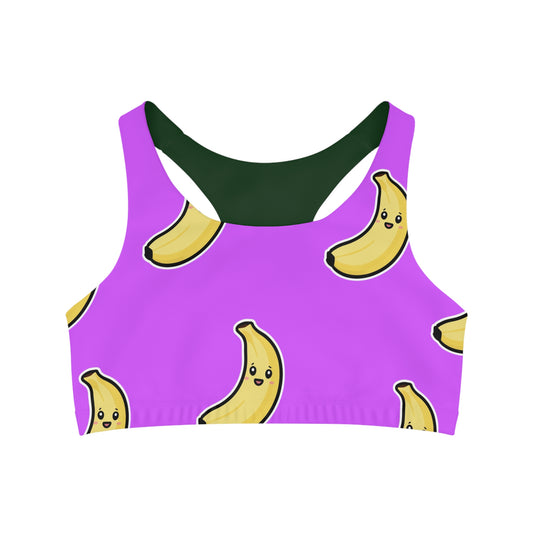 #D65BFF Violet + Banane - Soutien-gorge de sport sans couture 