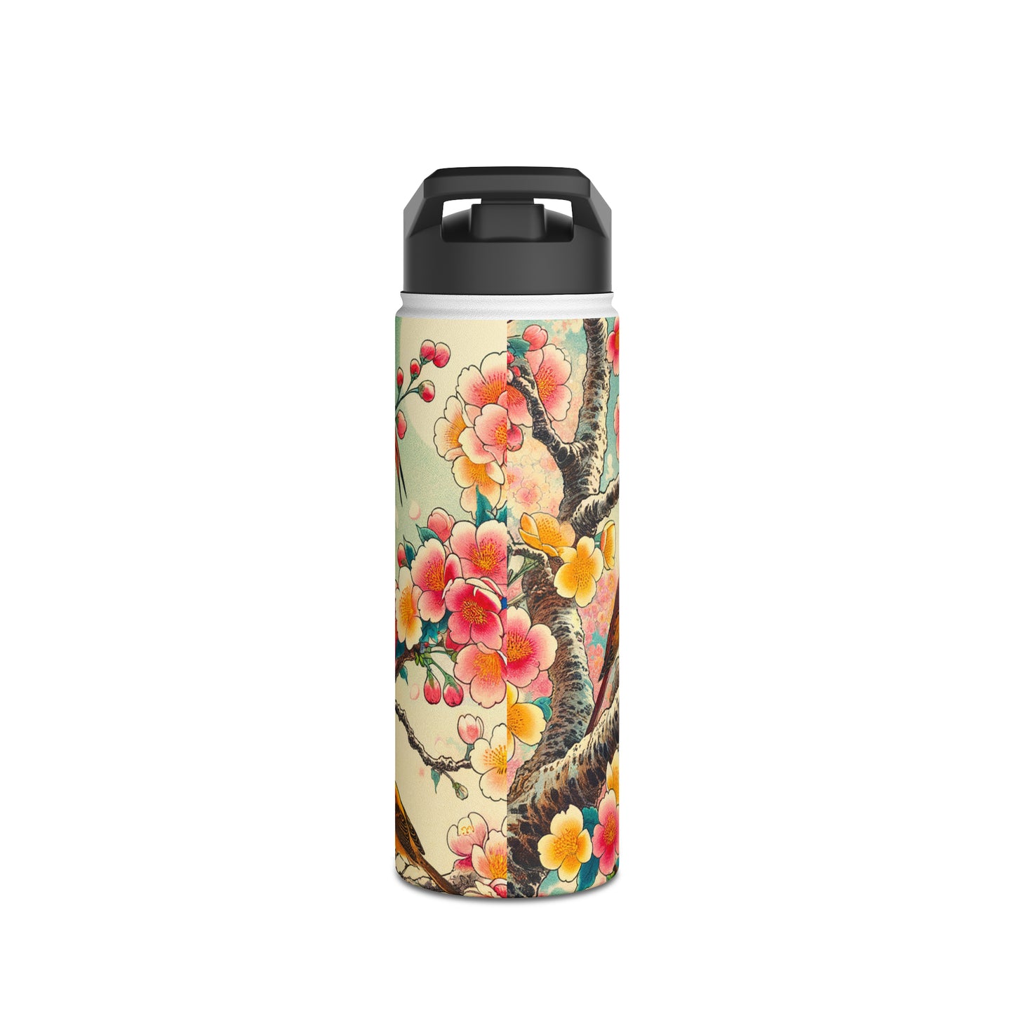 "Verdant Whispers: Sakura Chirping" - Water Bottle