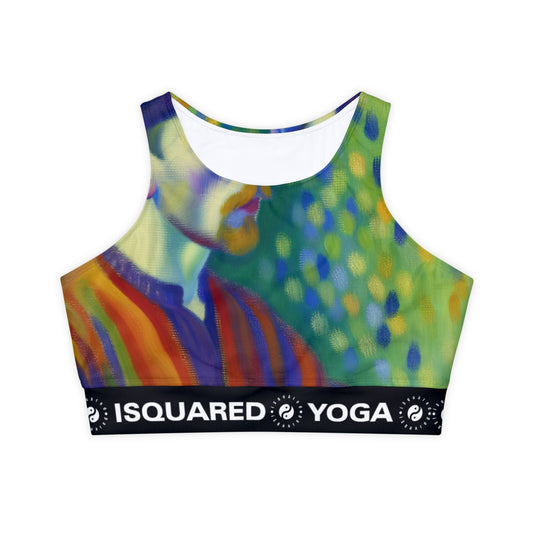 "Serene Resilience: A Frida's Solitude in hues" - Lined & Padded Sports Bra