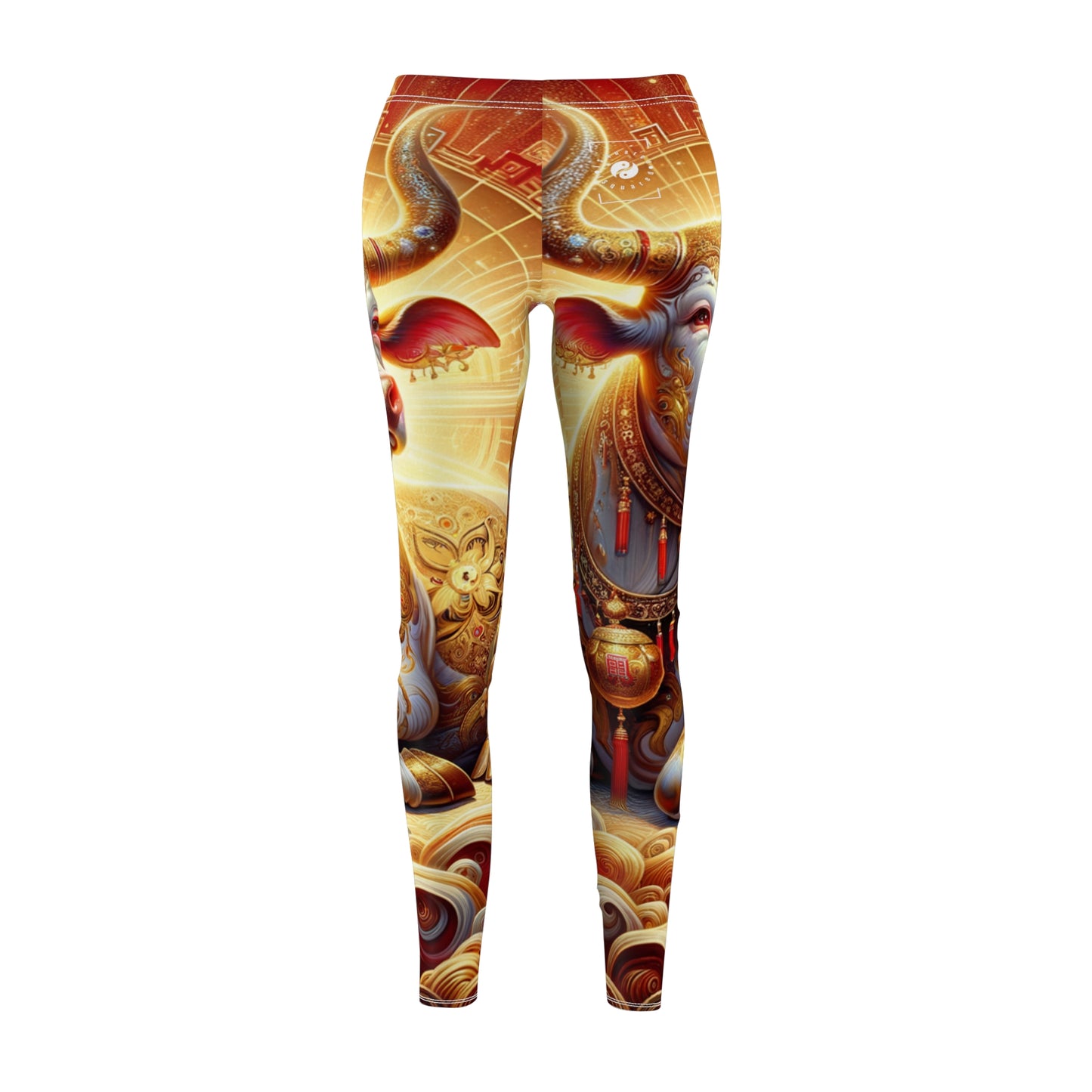 "Golden Euphoria: A Dance of the Divine Bovine" - Casual Leggings