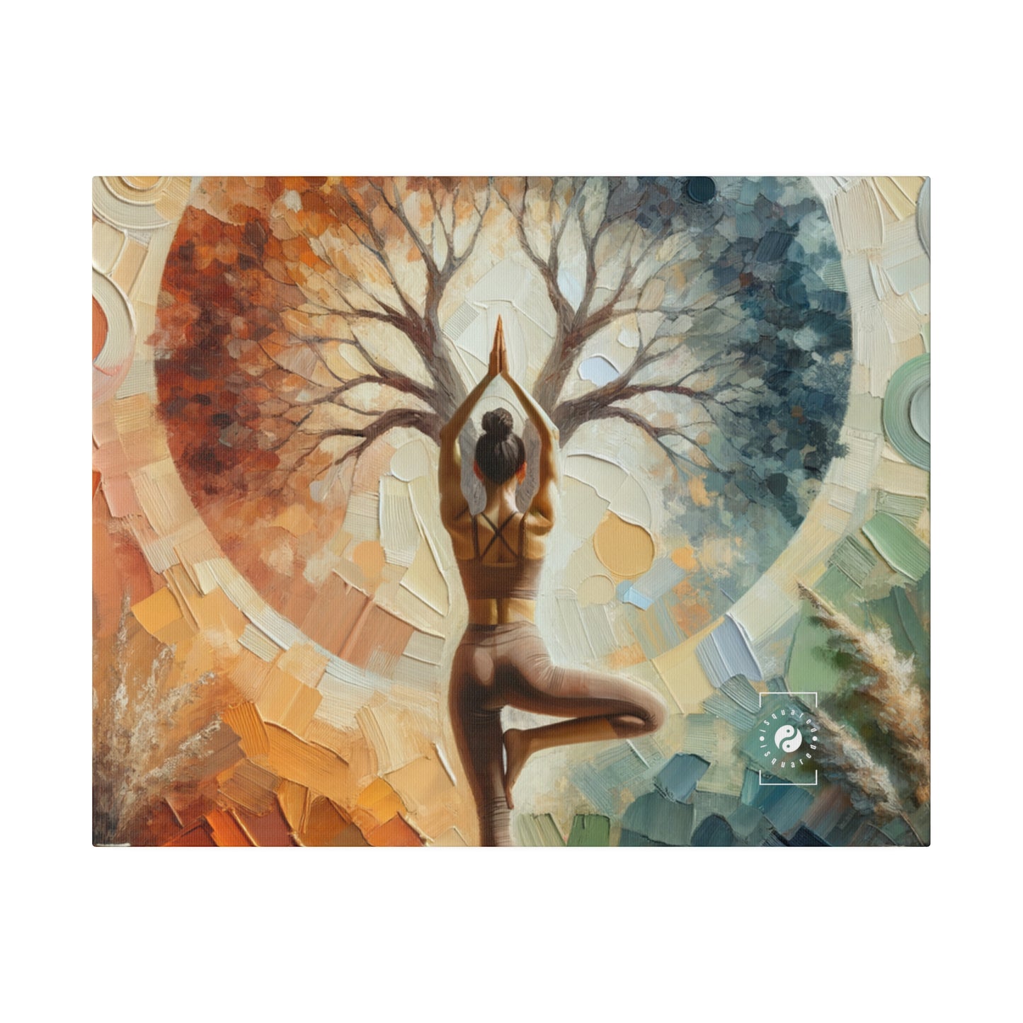 « Stabilité dans la reddition : Vrikshasana en harmonie avec la Terre » – Impression sur toile