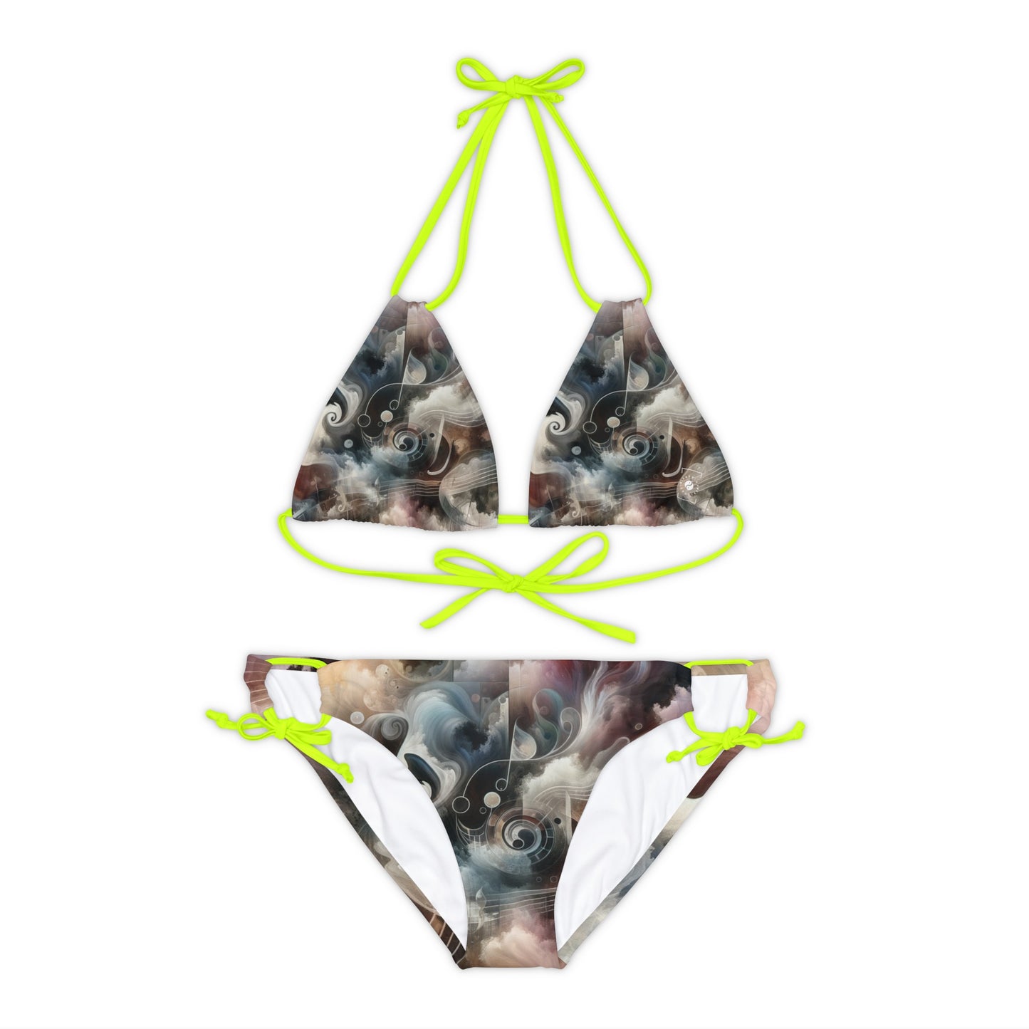 "Harmony of Descent: An Abstract Ode to La Traviata" - Lace-up Bikini Set