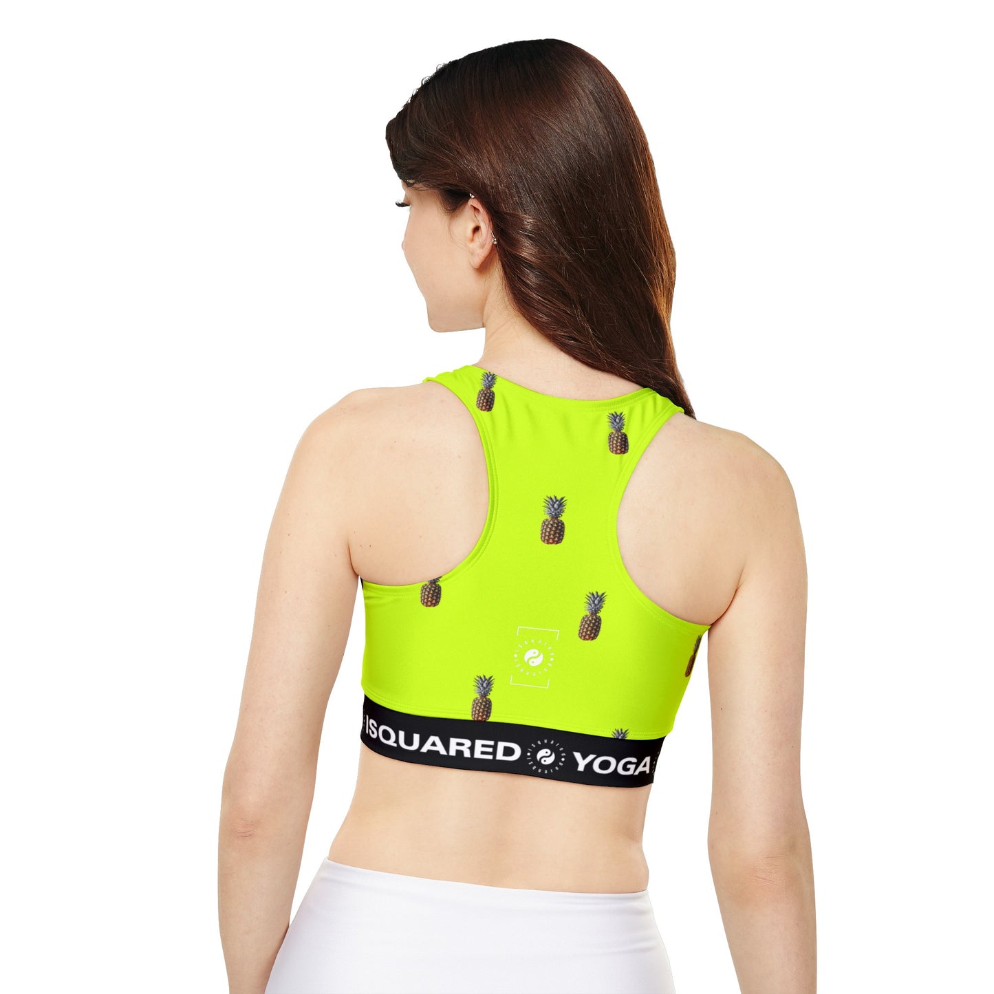 #D7FF11 Sharp Yellow + Pineapple - Lined & Padded Sports Bra