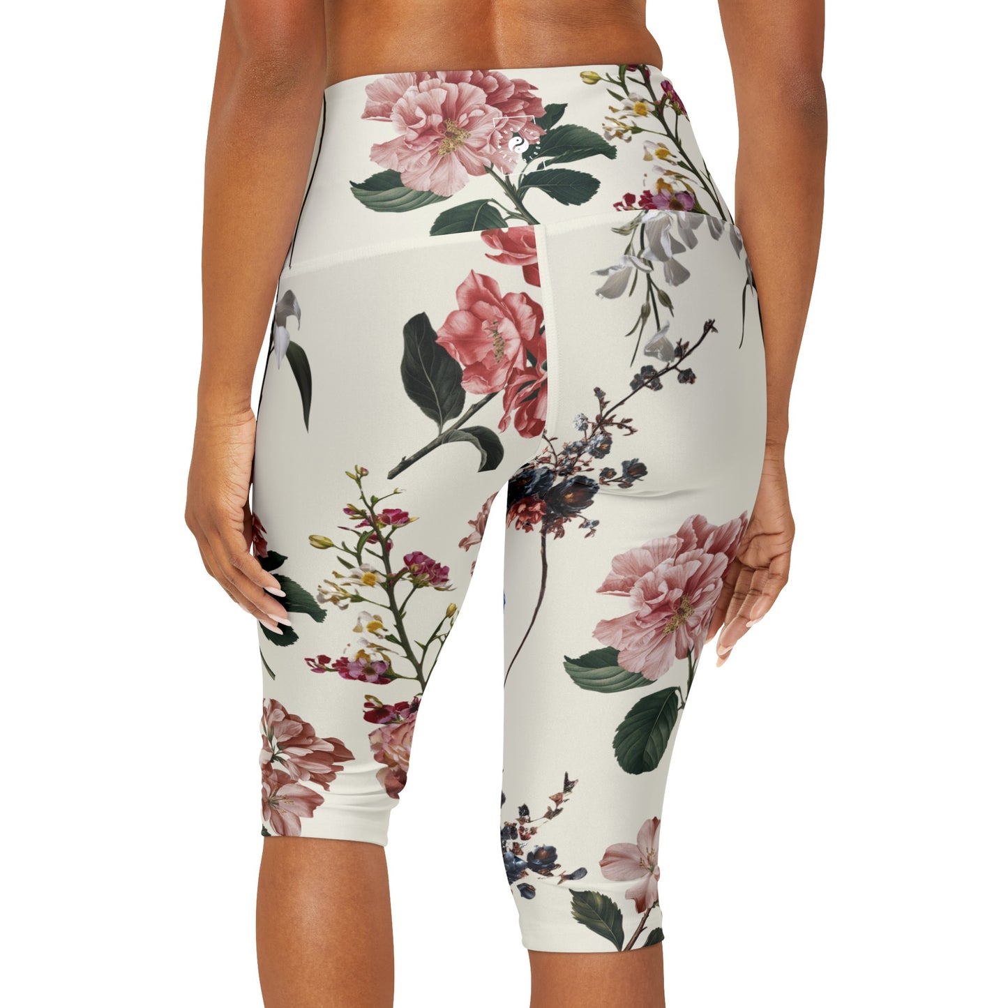 Botanicals on Beige - High Waisted Capri Leggings