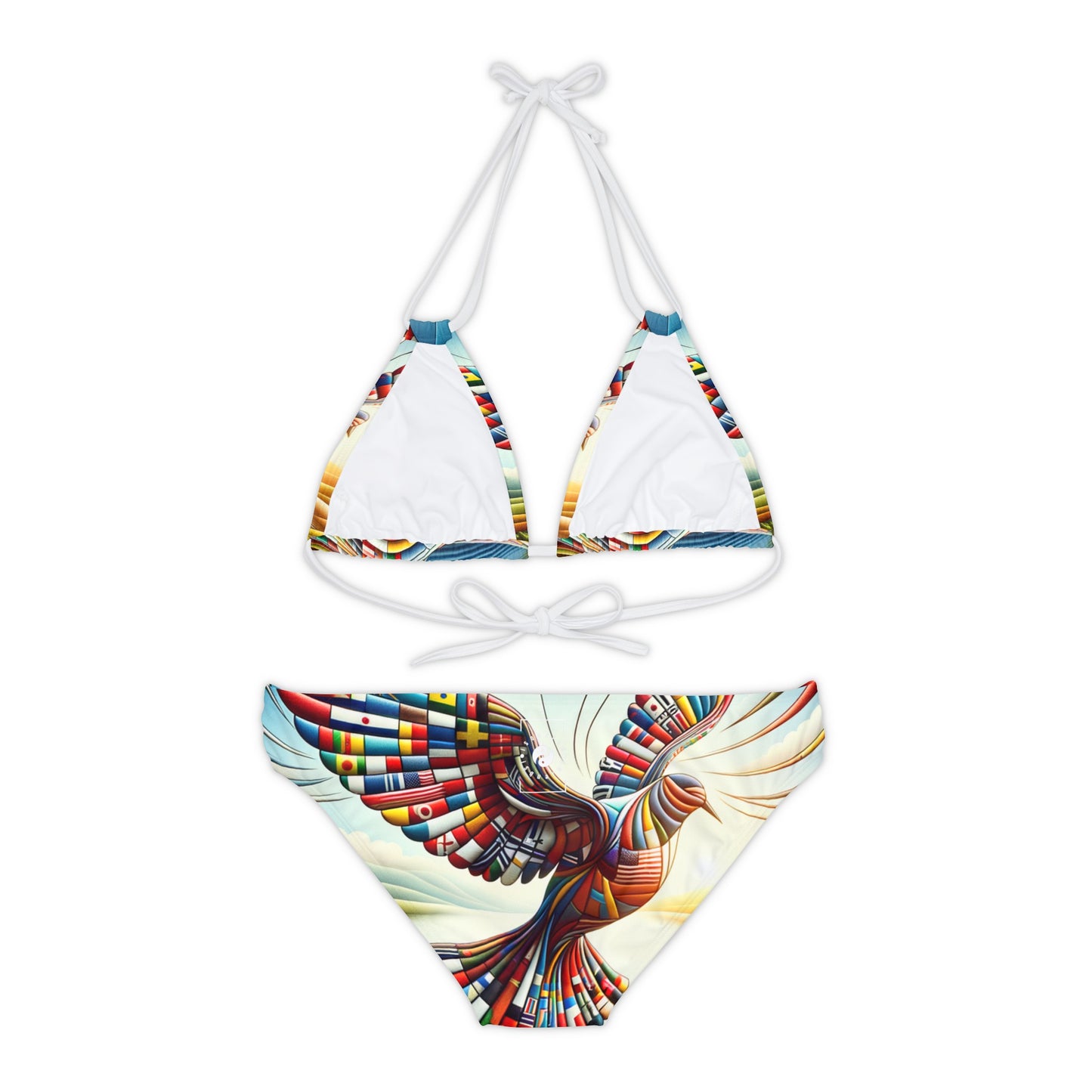 "Global Tapestry of Tranquility" - Lace-up Bikini Set