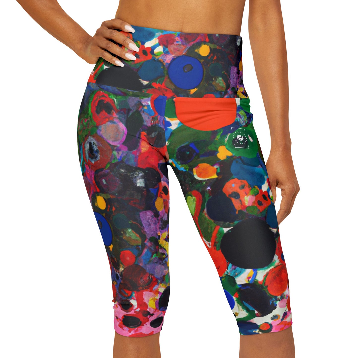 Ink drops meditation - High Waisted Capri Leggings