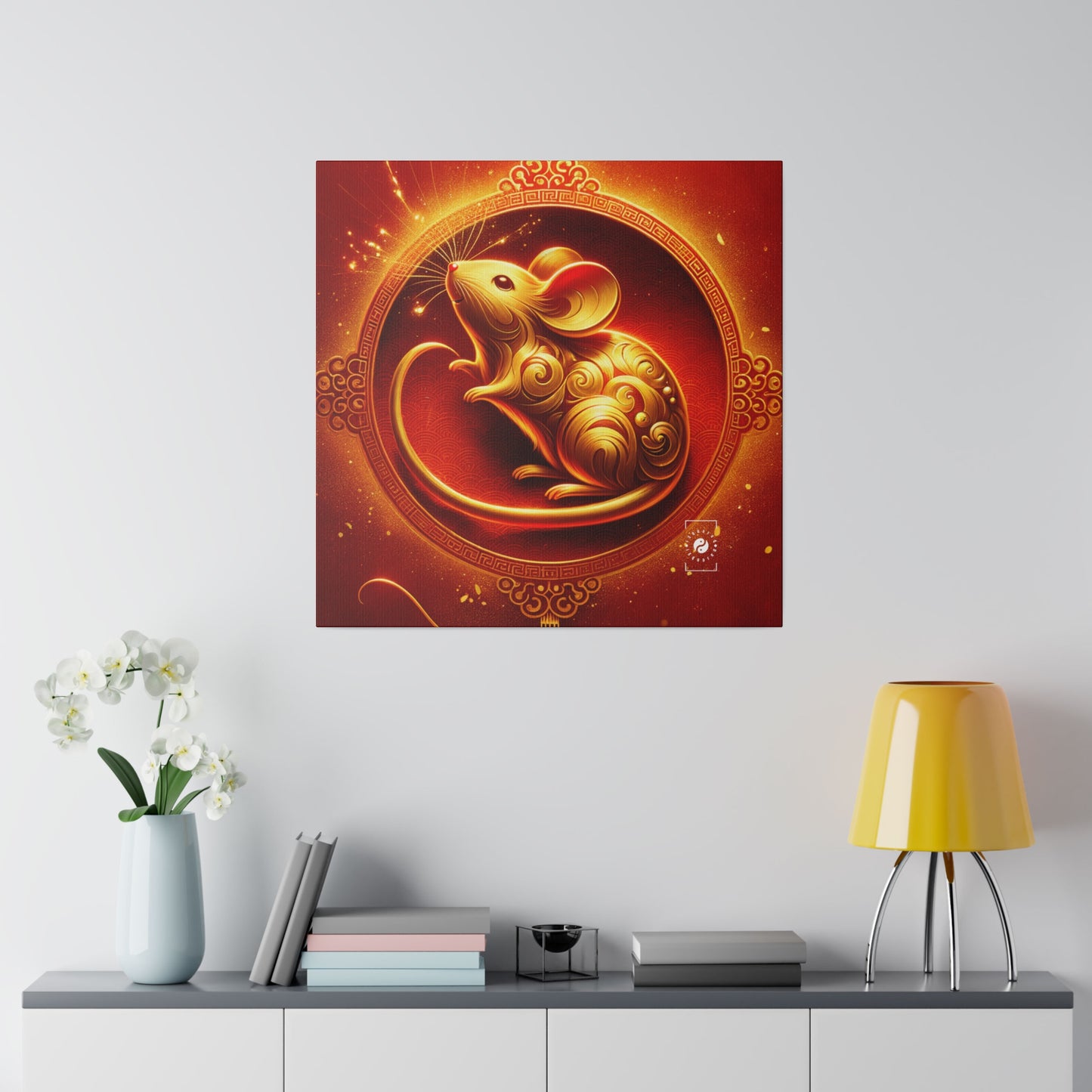 "Golden Emissary: A Lunar New Year's Tribute" - Art Print Canvas