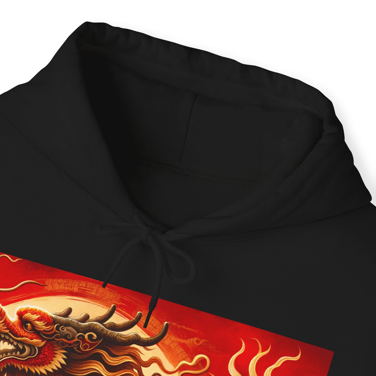 "Golden Dragon Dance in the Crimson Twilight" - Hoodie