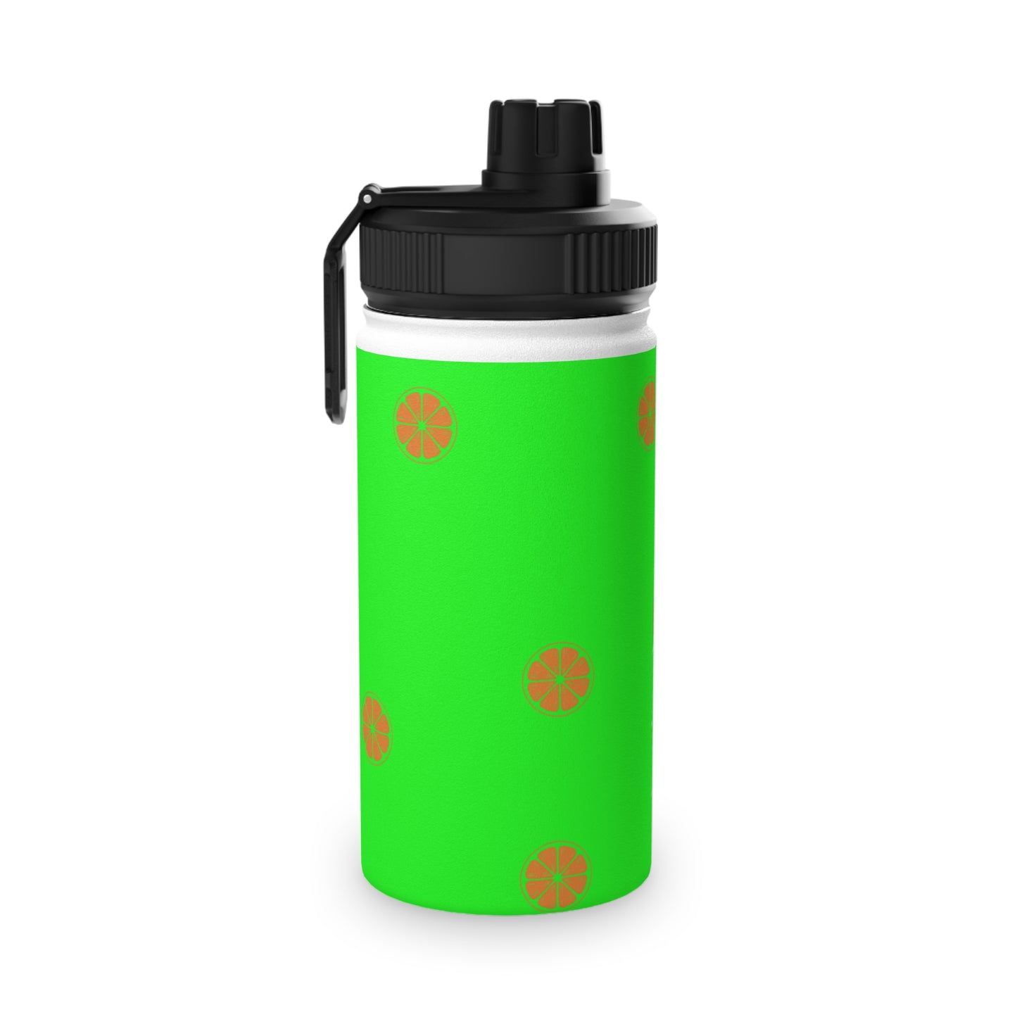 #05FD00 Lime Green + Mandarin - Sports Water Bottle