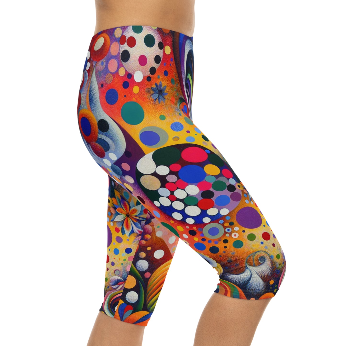 "Polka Petals in Yogic Surrealism: An Artistic Salute to Kusama and Kahlo" - Capri Shorts