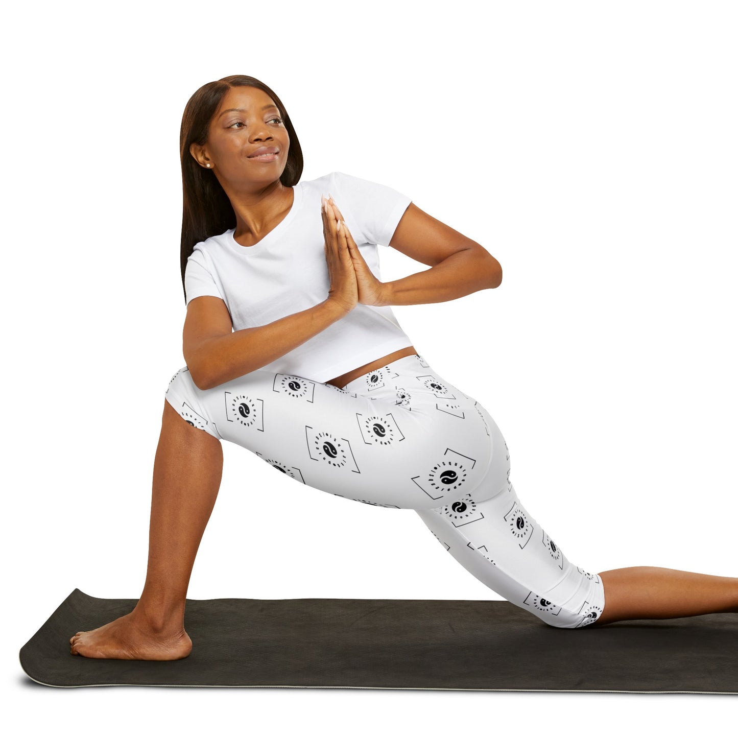 white iSquared Yoga - High Waisted Capri Leggings