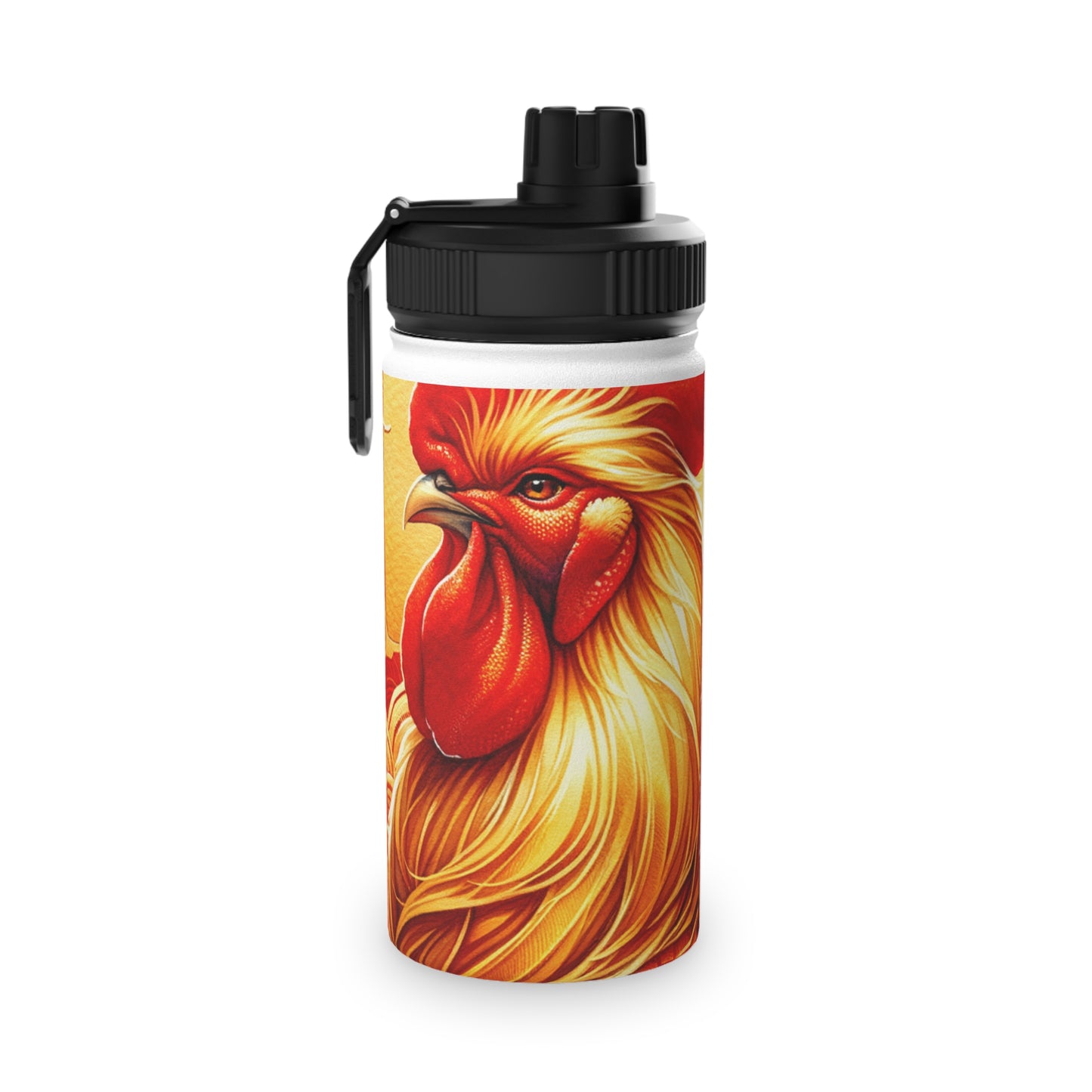 "Crimson Dawn: The Golden Rooster's Rebirth" - Sports Water Bottle