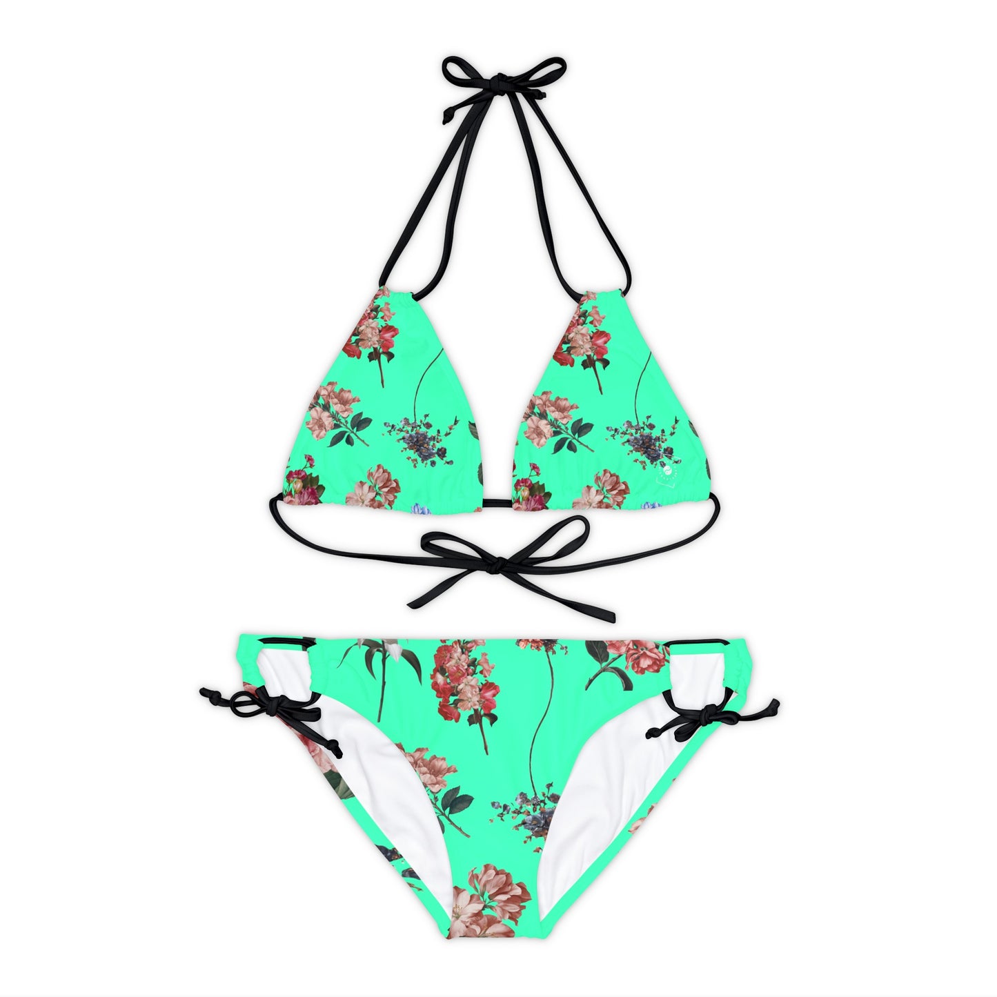 Botanicals on Turquoise - Lace-up Bikini Set