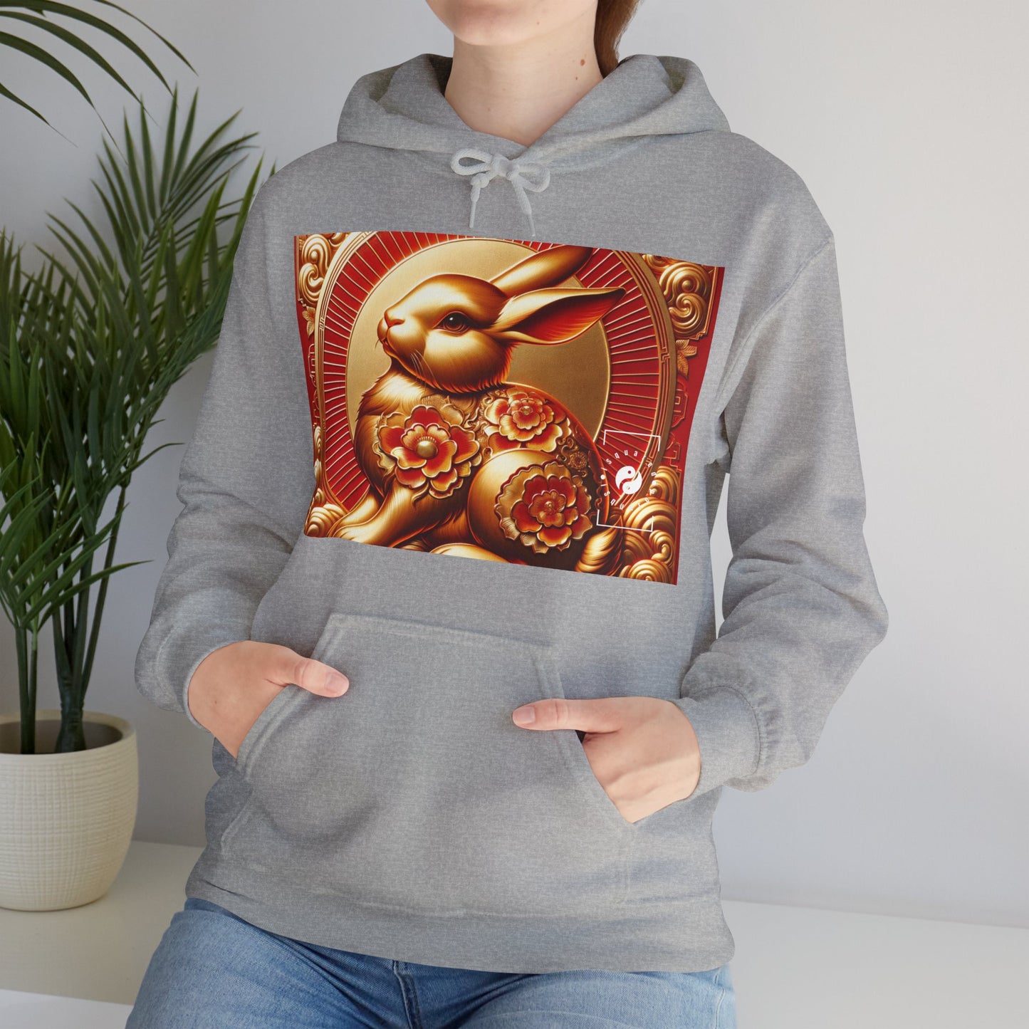 "Golden Blessings: Lunar Rabbit's Resplendence" - Hoodie