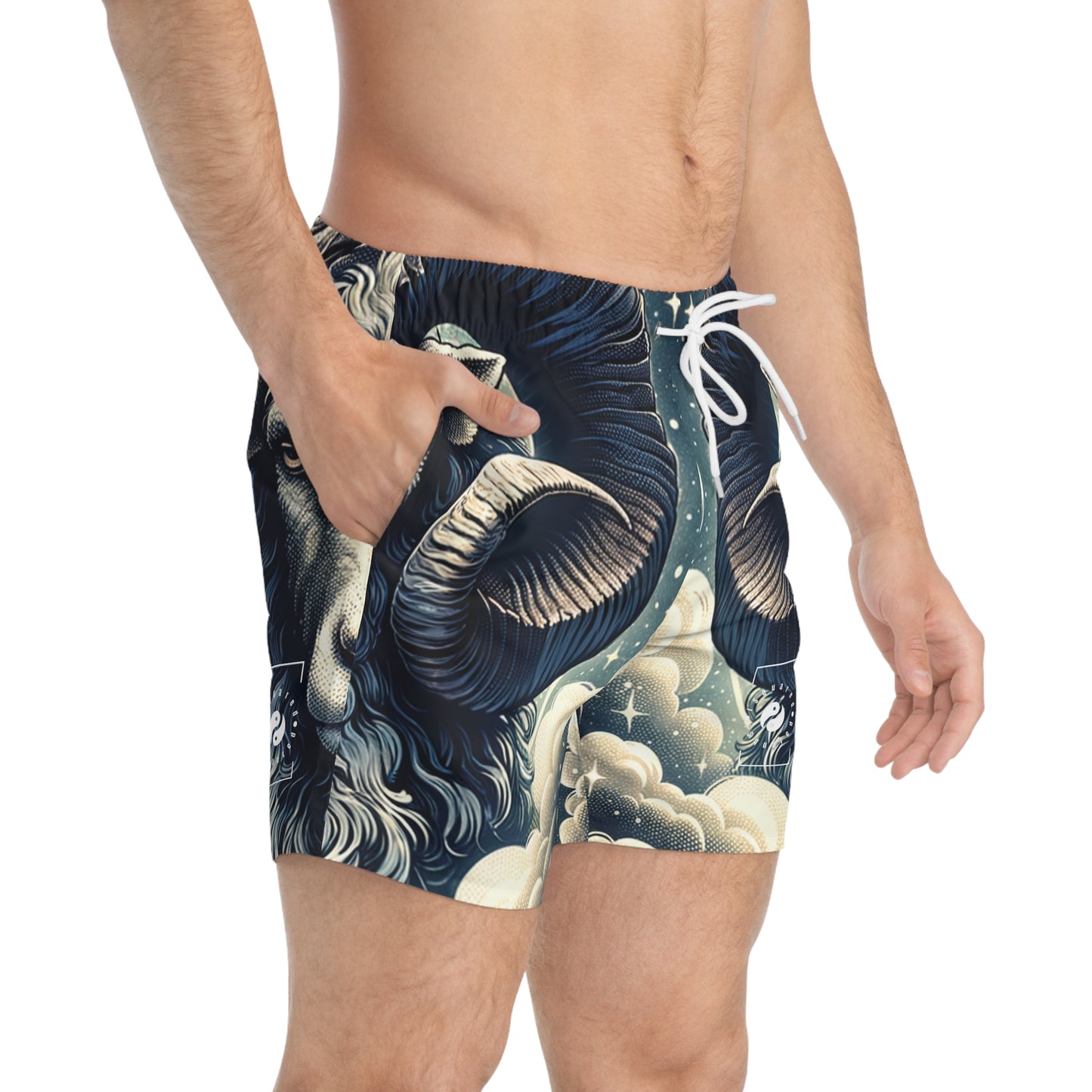 "Celestial Ram Ascendant" - Swim Trunks for Men