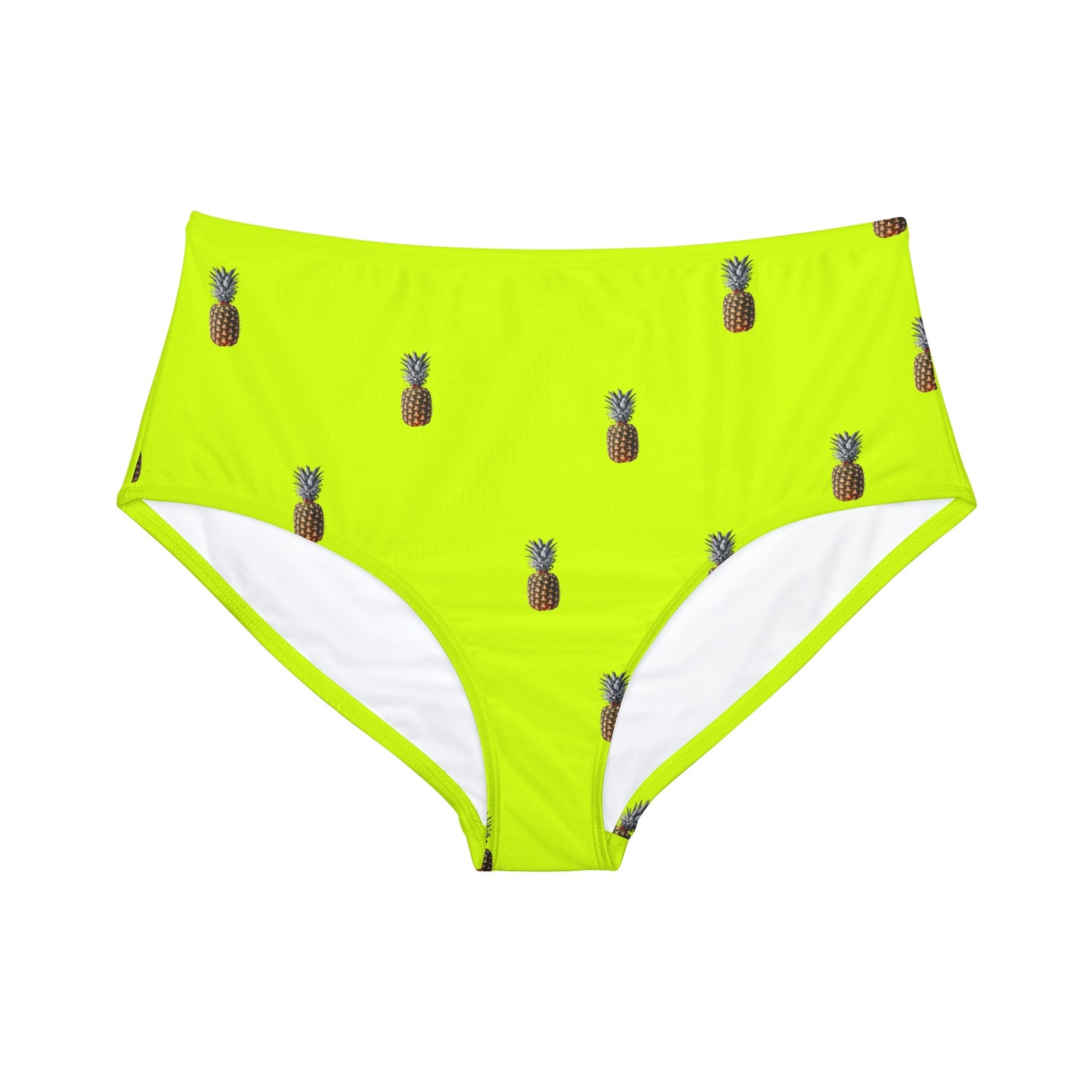 #D7FF11 Sharp Yellow + Pineapple - Bas de bikini taille haute