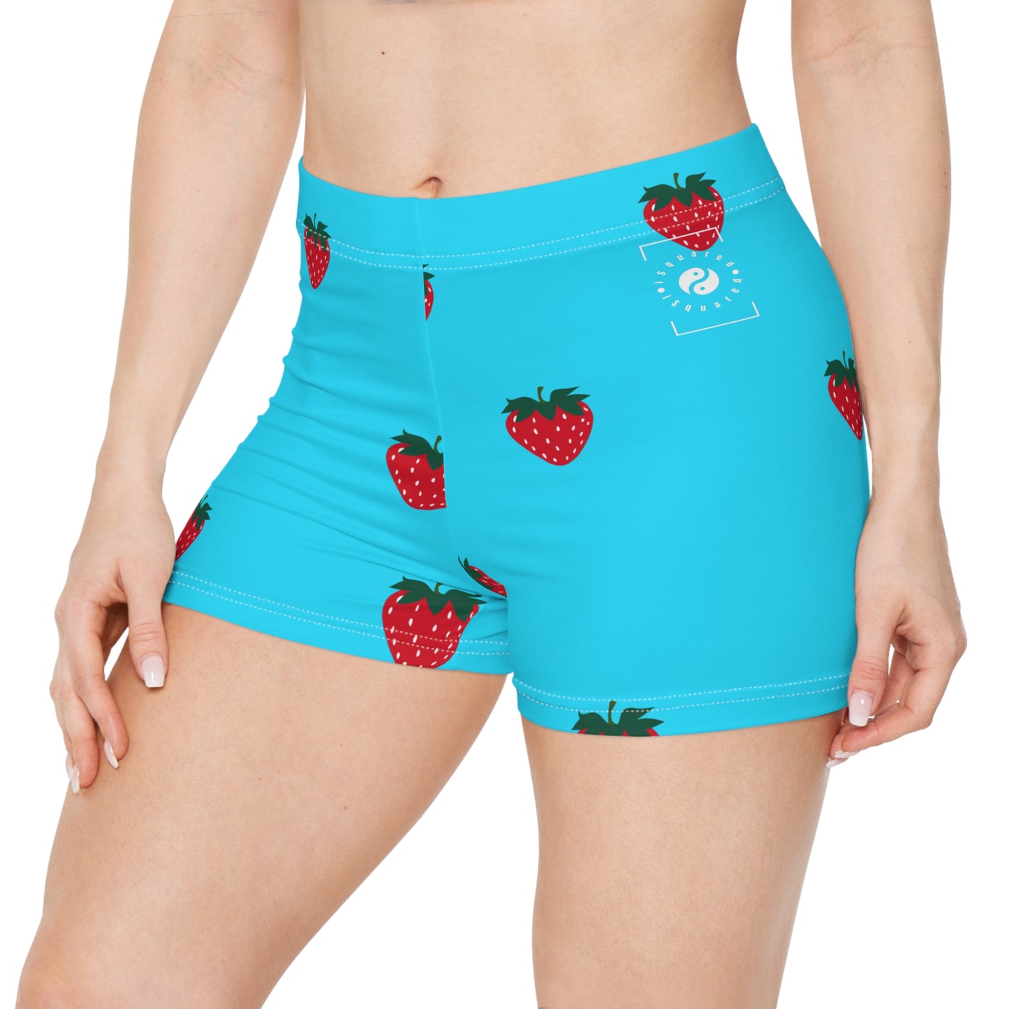 #22DEFF Light Blue + Strawberry - Mini Hot Yoga Short