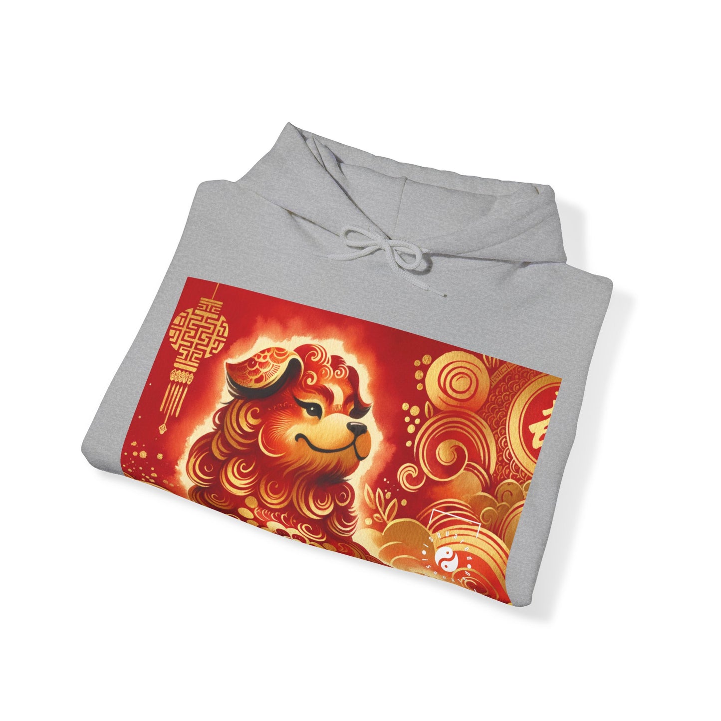 "Golden Canine Emissary on Crimson Tide: A Chinese New Year Odyssey" - Hoodie