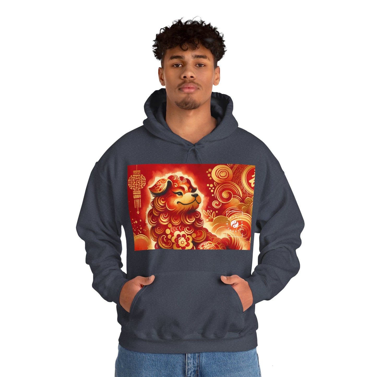 "Golden Canine Emissary on Crimson Tide: A Chinese New Year Odyssey" - Hoodie