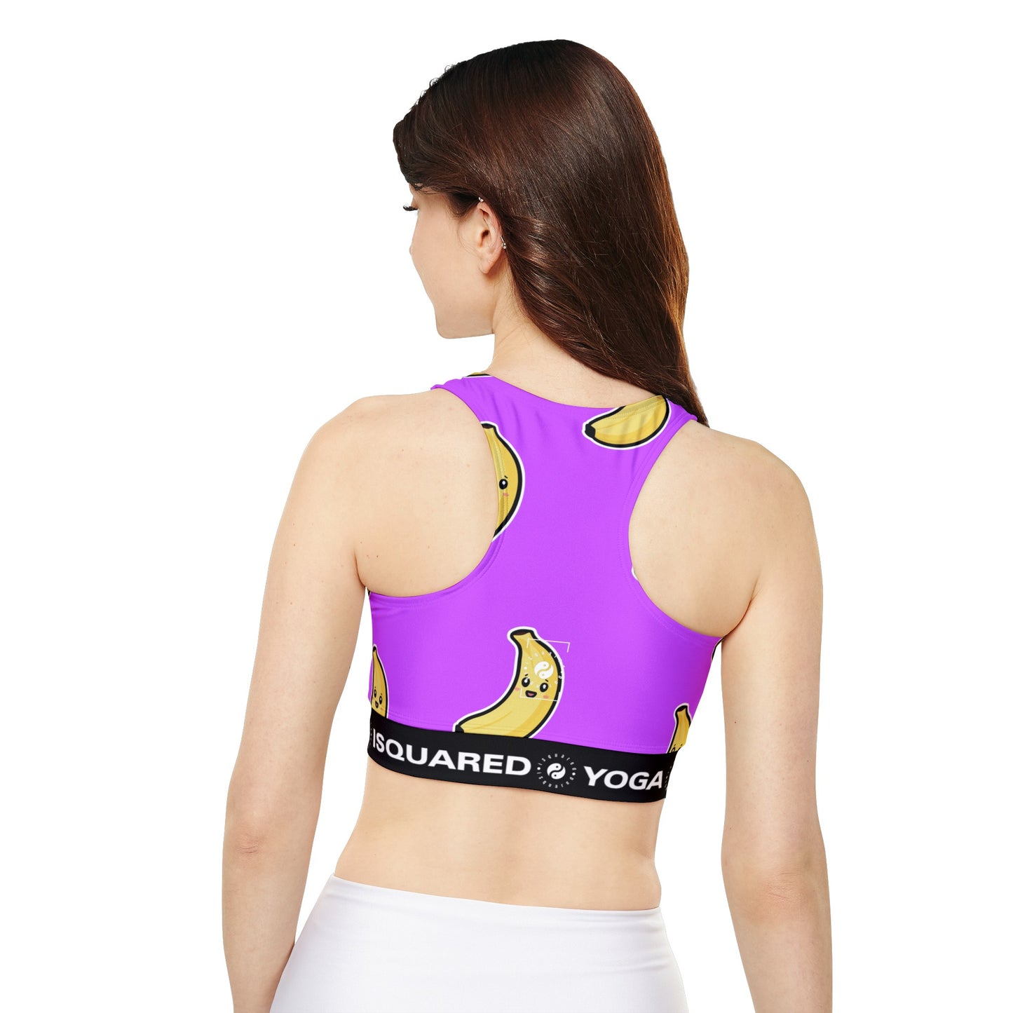 #D65BFF Purple + Banana - Lined & Padded Sports Bra