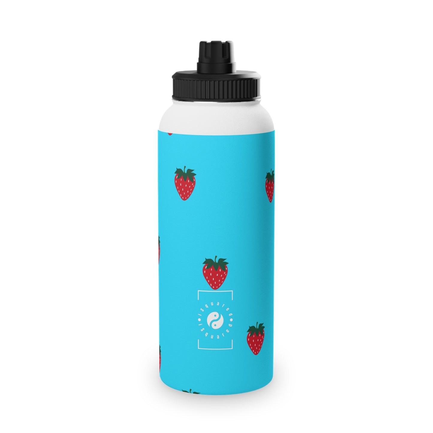 #22DEFF Light Blue + Strawberry - Sports Water Bottle