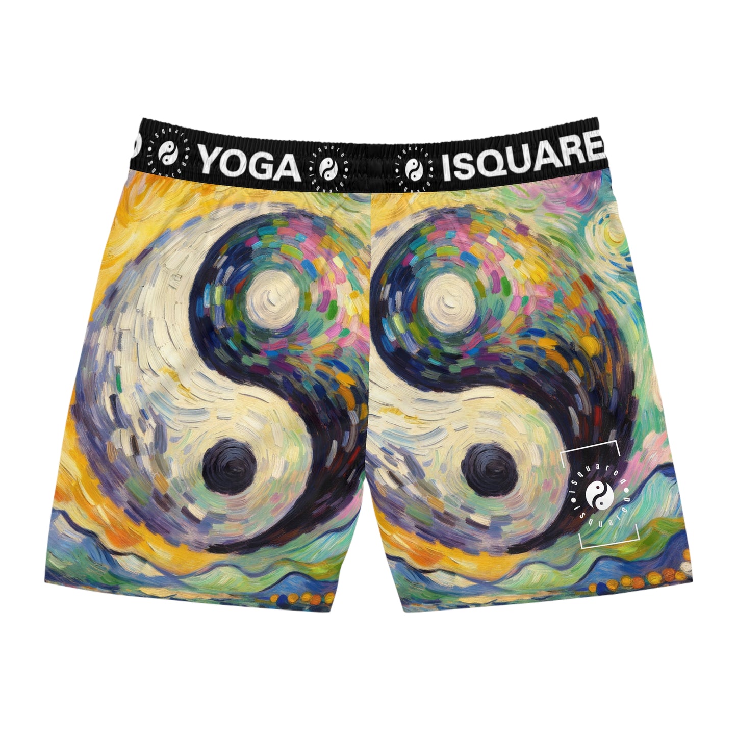 "Spectral Duality: An Impressionist Balance" - Swim Shorts (Mid-Length) for Men