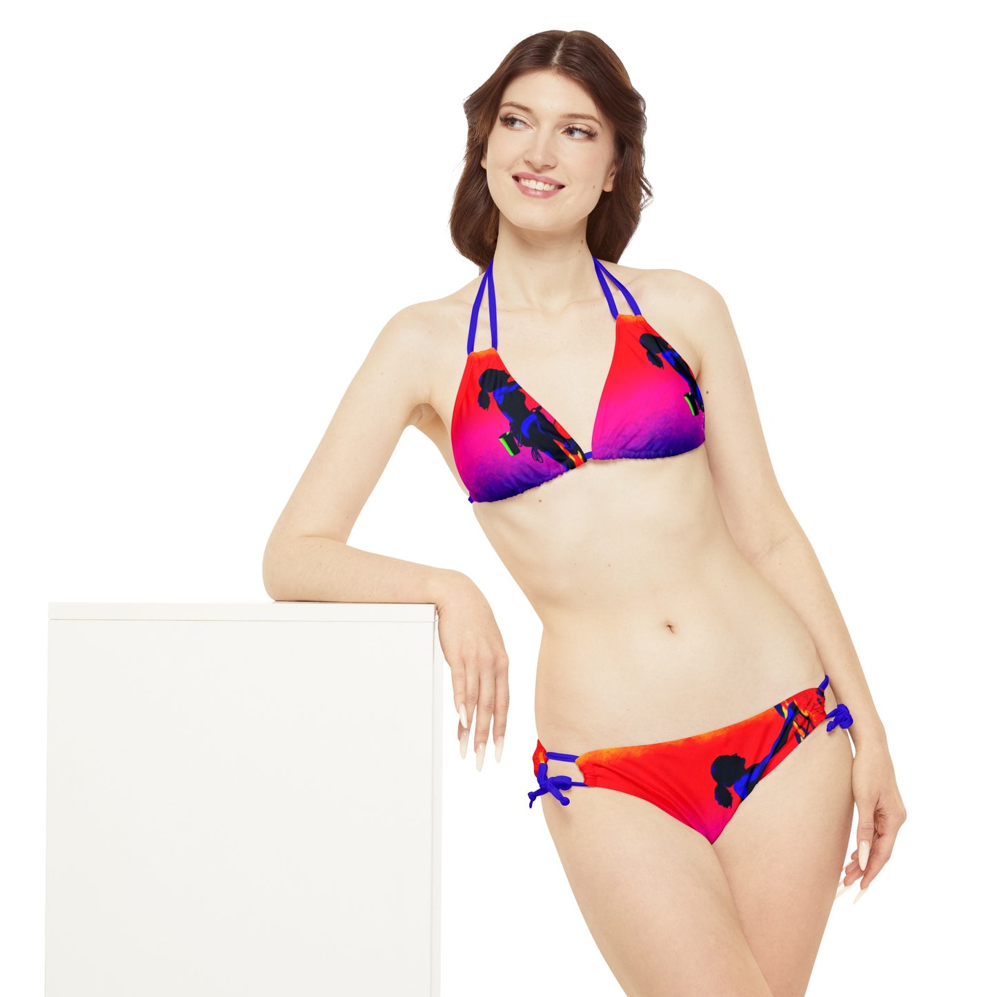 "Technicolour Ascent: The Digital Highline" - Lace-up Bikini Set