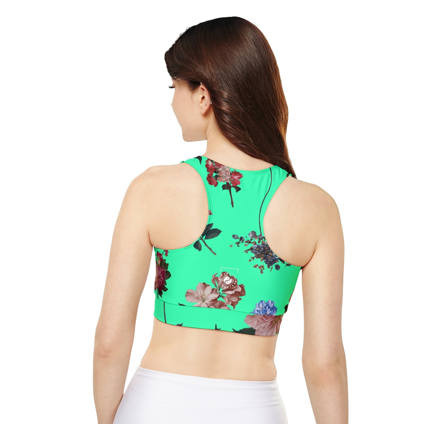 Botanicals on Turquoise - Soutien-gorge de sport doublé et rembourré