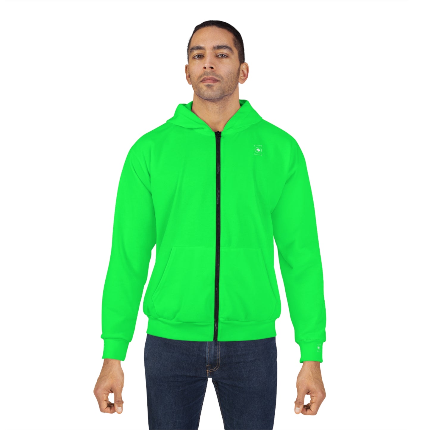 #0FFF50 Neon Green - Zip Hoodie