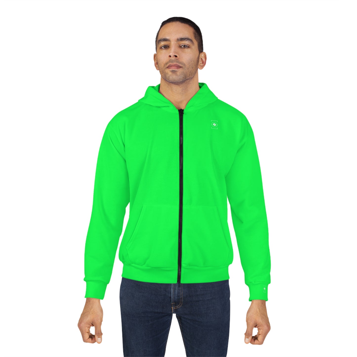 #0FFF50 Vert Néon - Sweat à capuche zippé