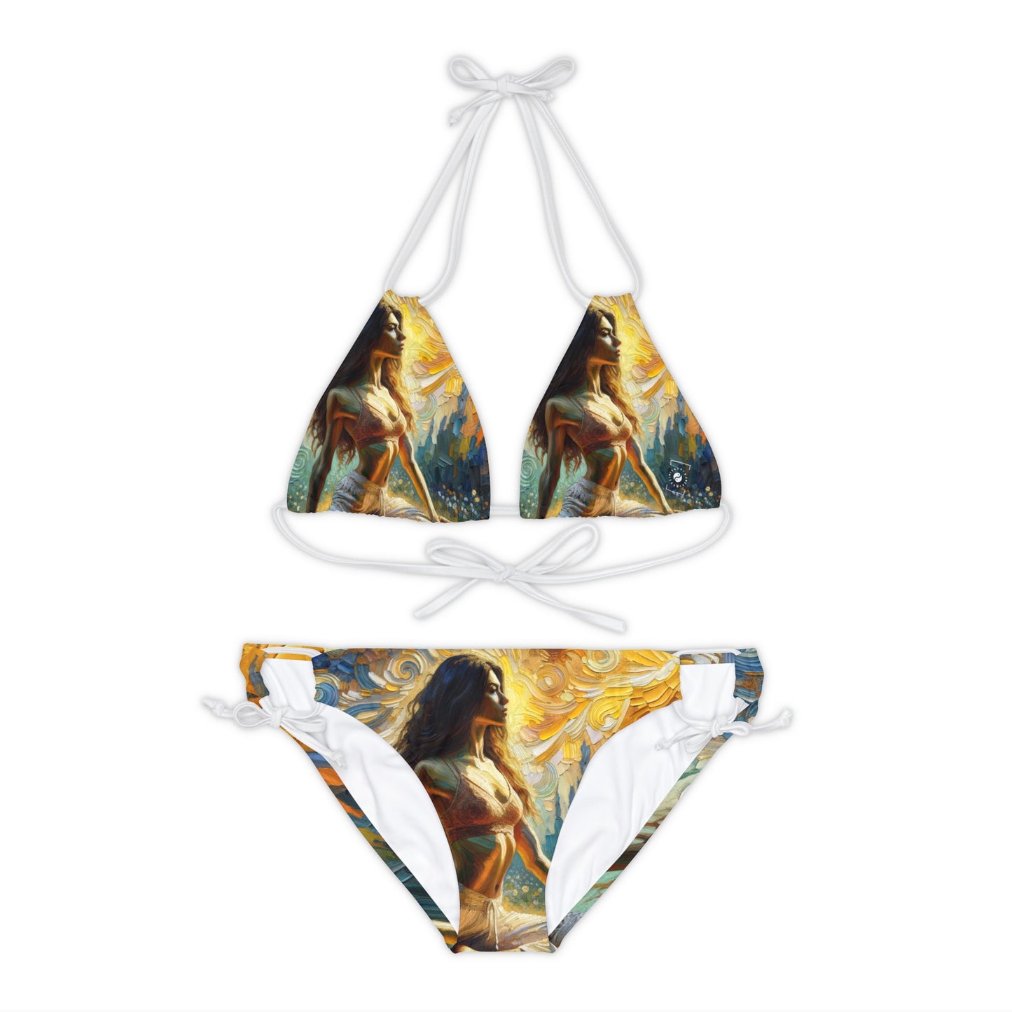 "Golden Warrior: A Tranquil Harmony" - Lace-up Bikini Set